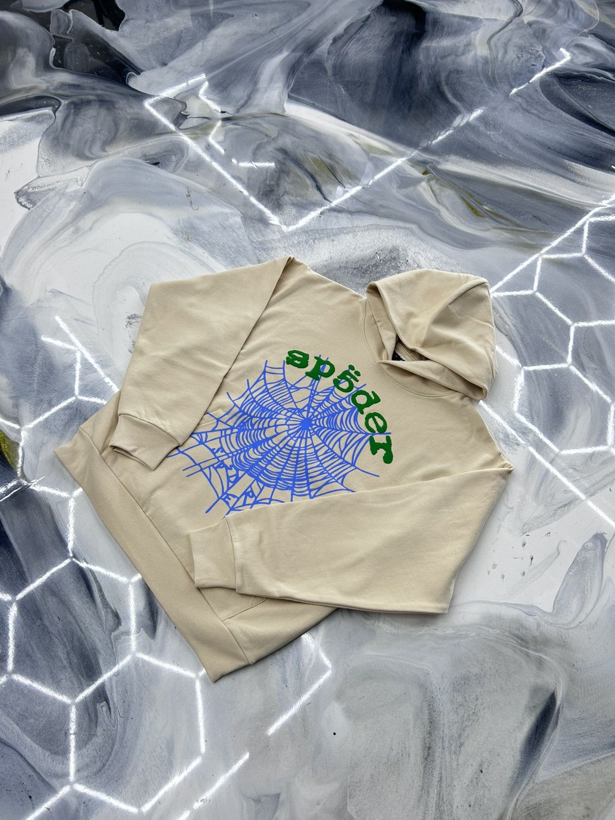 Sp5der Sp5der Web V2 Hoodie Cream Green Blue Size M Size US M / EU 48-50 / 2 - 3 Thumbnail
