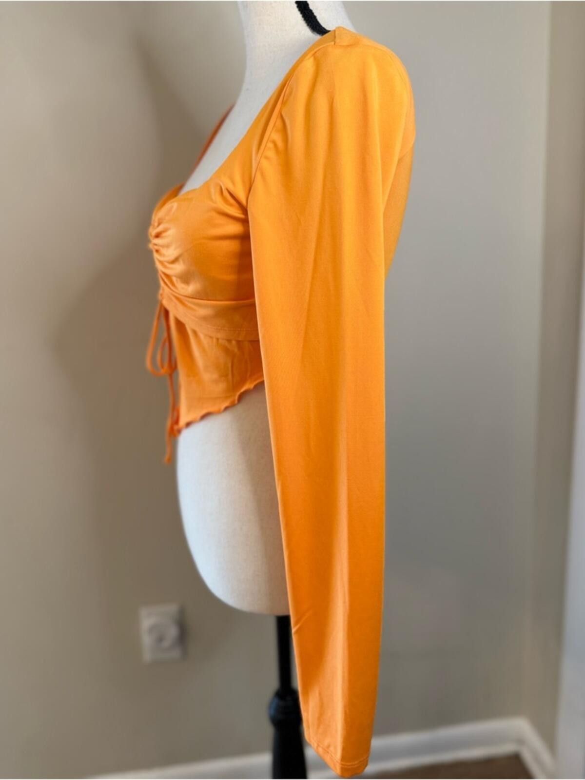 Other Princess Polly orange crop top ruching long sleeves SZ 6 Size M / US 6-8 / IT 42-44 - 3 Thumbnail