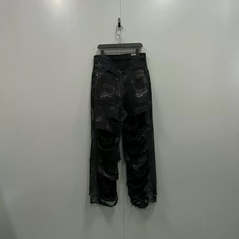 Balenciaga Balenciaga size S Black Distressed Ripped Dirty Denim Pant Size US 27 - 2 Thumbnail