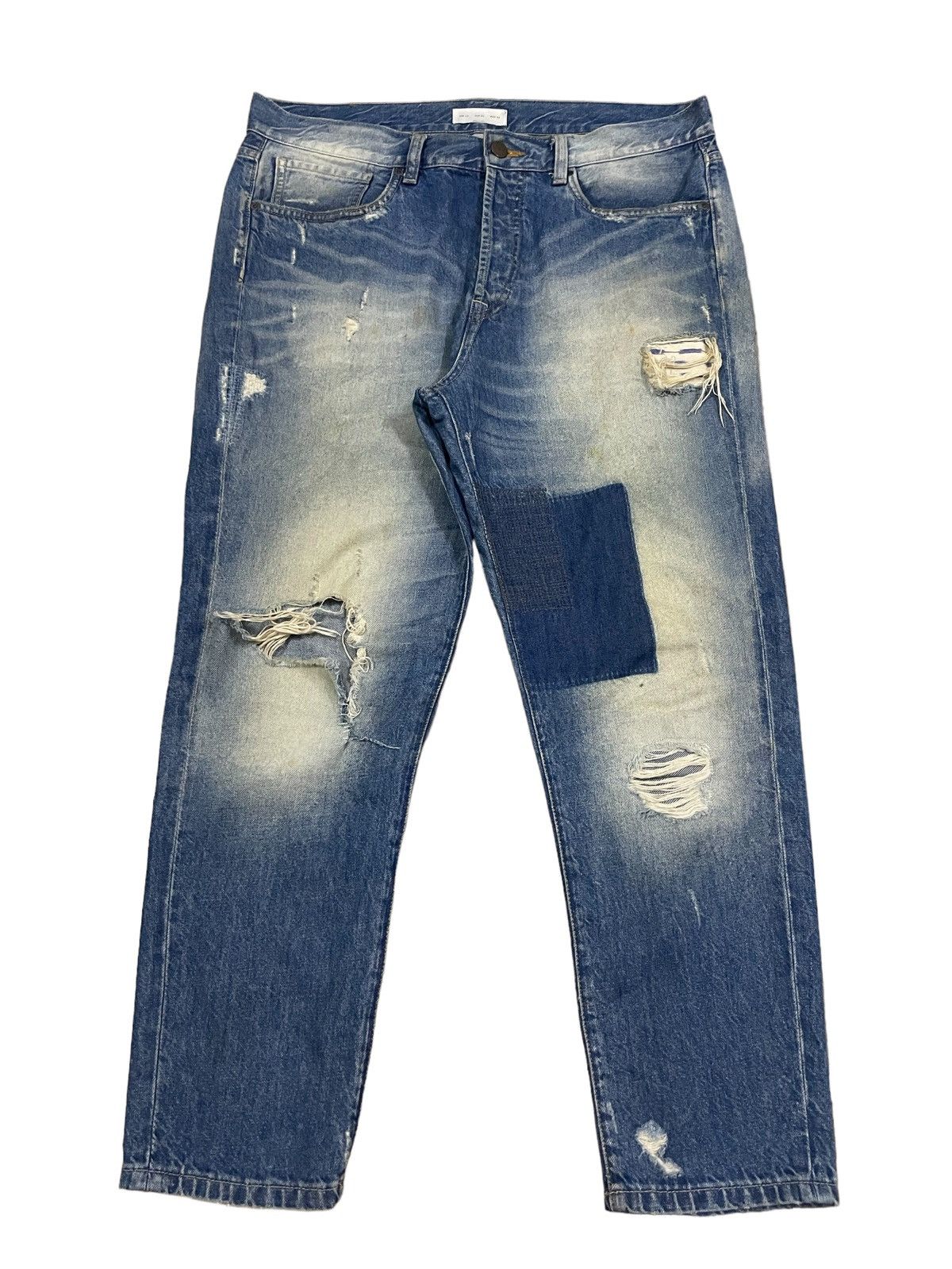 Kapital Vintage Japanese Brand Crazy Denim Wash Boro Tapered Jeans Size US 36 / EU 52 - 2 Thumbnail