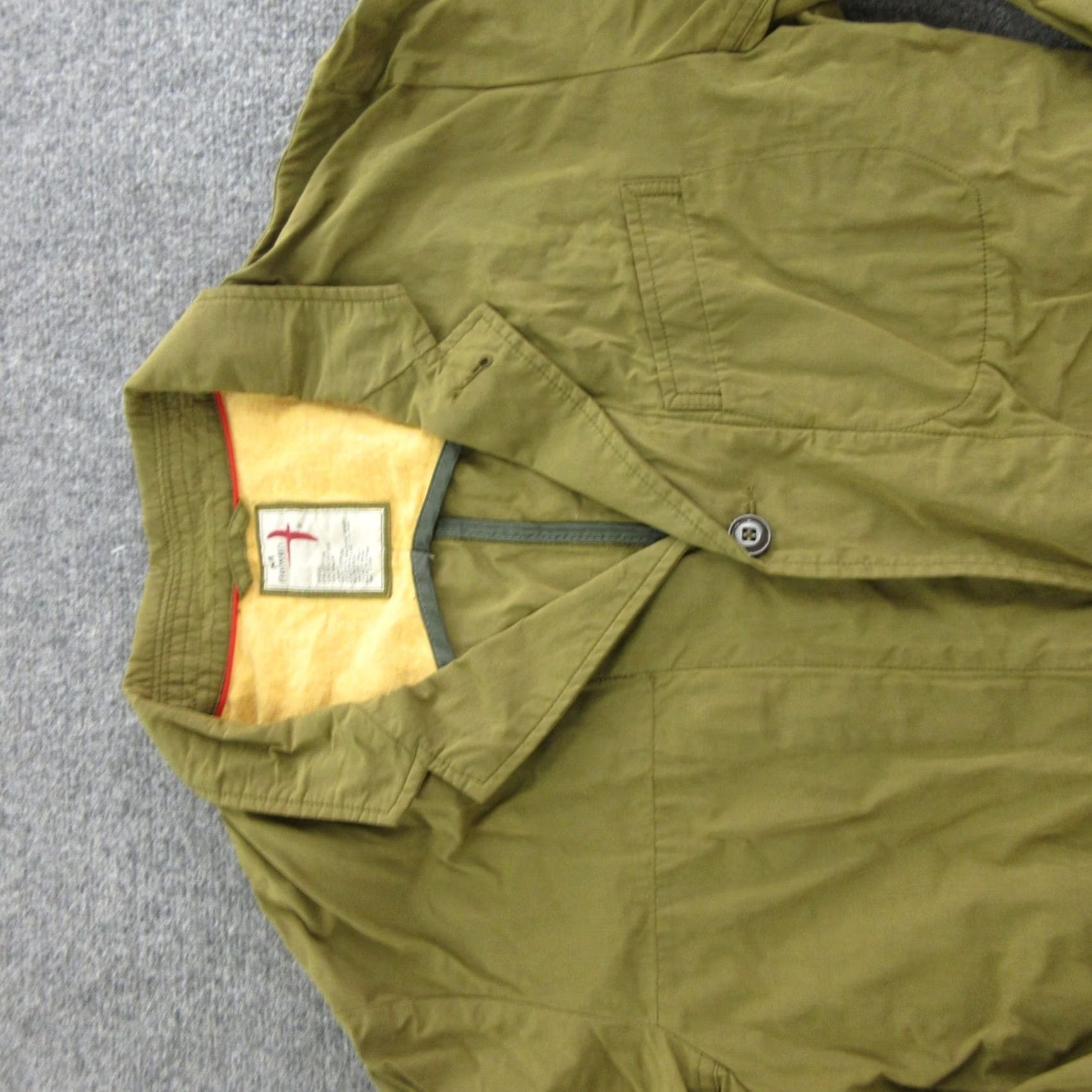 Relwen Relwen Blazer Mens M Green Canvas Military Jacket with Pockets Button Front Fall Regular Fit Size 40R - 2 Thumbnail
