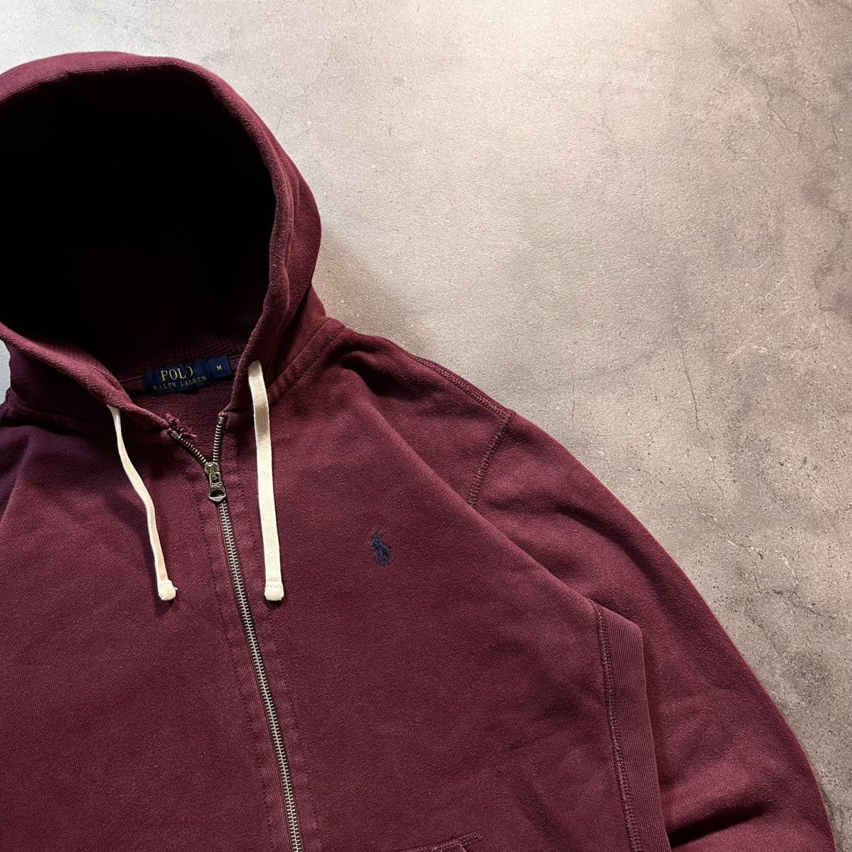 Polo Ralph Lauren Burgundy Polo Ralph Lauren Vintage Small Pony Zip Hoodie Size US M / EU 48-50 / 2 - 3 Thumbnail