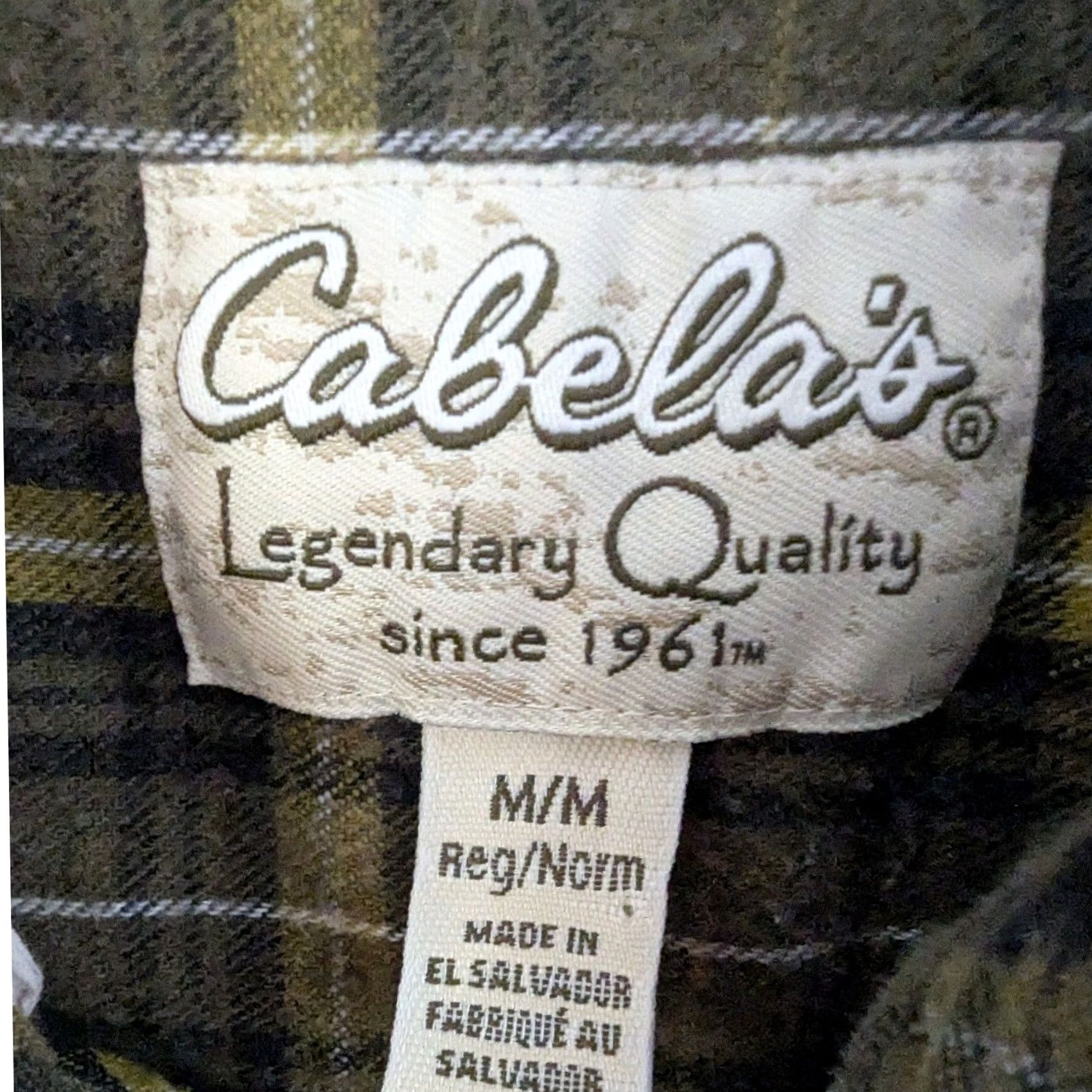 Vintage Cabelas Button-Down Shirt Plaid Flannel Mens M Green Yellow Black 100% Cotton Regular Fit Long Sleeve Button-Up Chest Pocket Vintage: No Size US M / EU 48-50 / 2 - 6 Thumbnail