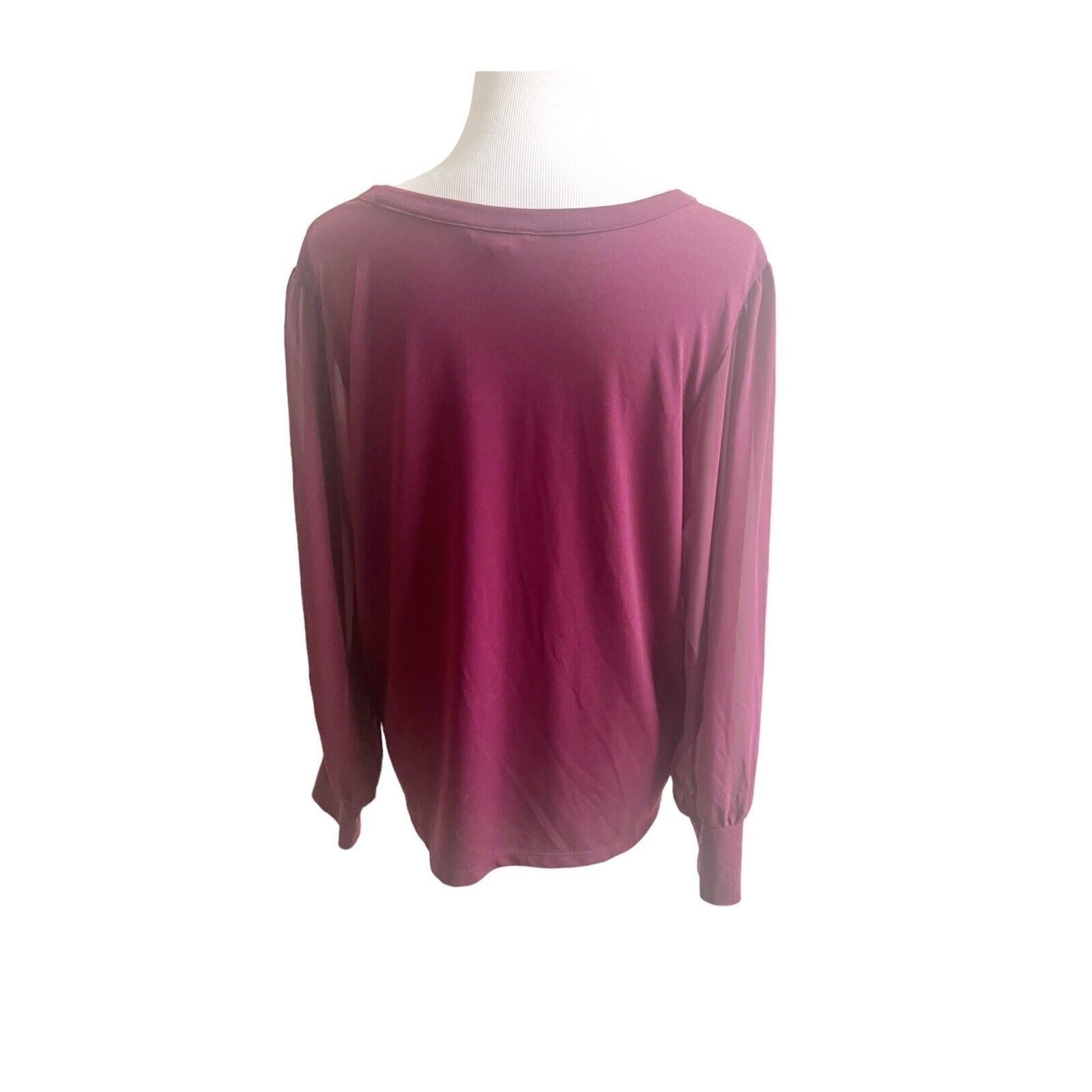 Banana Republic Banana Republic Sheer Sleeve Maroon Blouse XL Holiday Office Size XL / US 12-14 / IT 48-50 - 3 Thumbnail