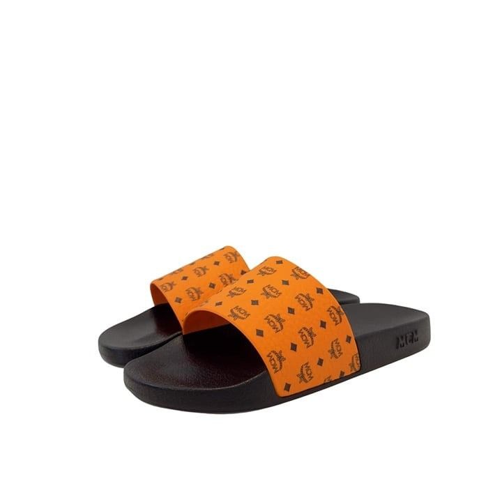 image of MCM Monogram Black Orange Visetos Slippers Sandals 9, Men's