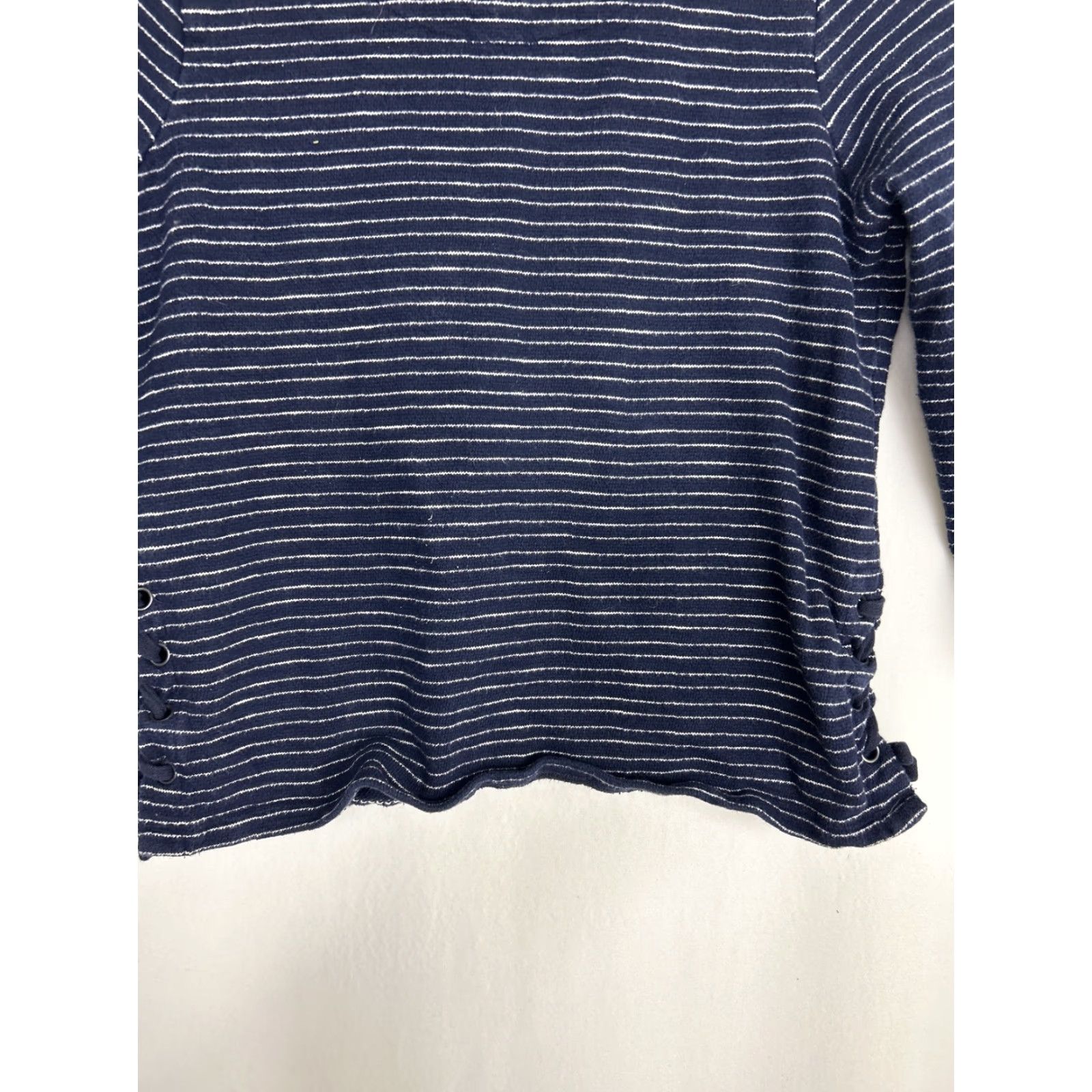 Madewell Madewell Blouse Shirt Striped Side Lace Top 3/4 Sleeve Navy Cream Size S Womens Pool Blue Nautical Cotton Size S / US 4 / IT 40 - 6 Thumbnail
