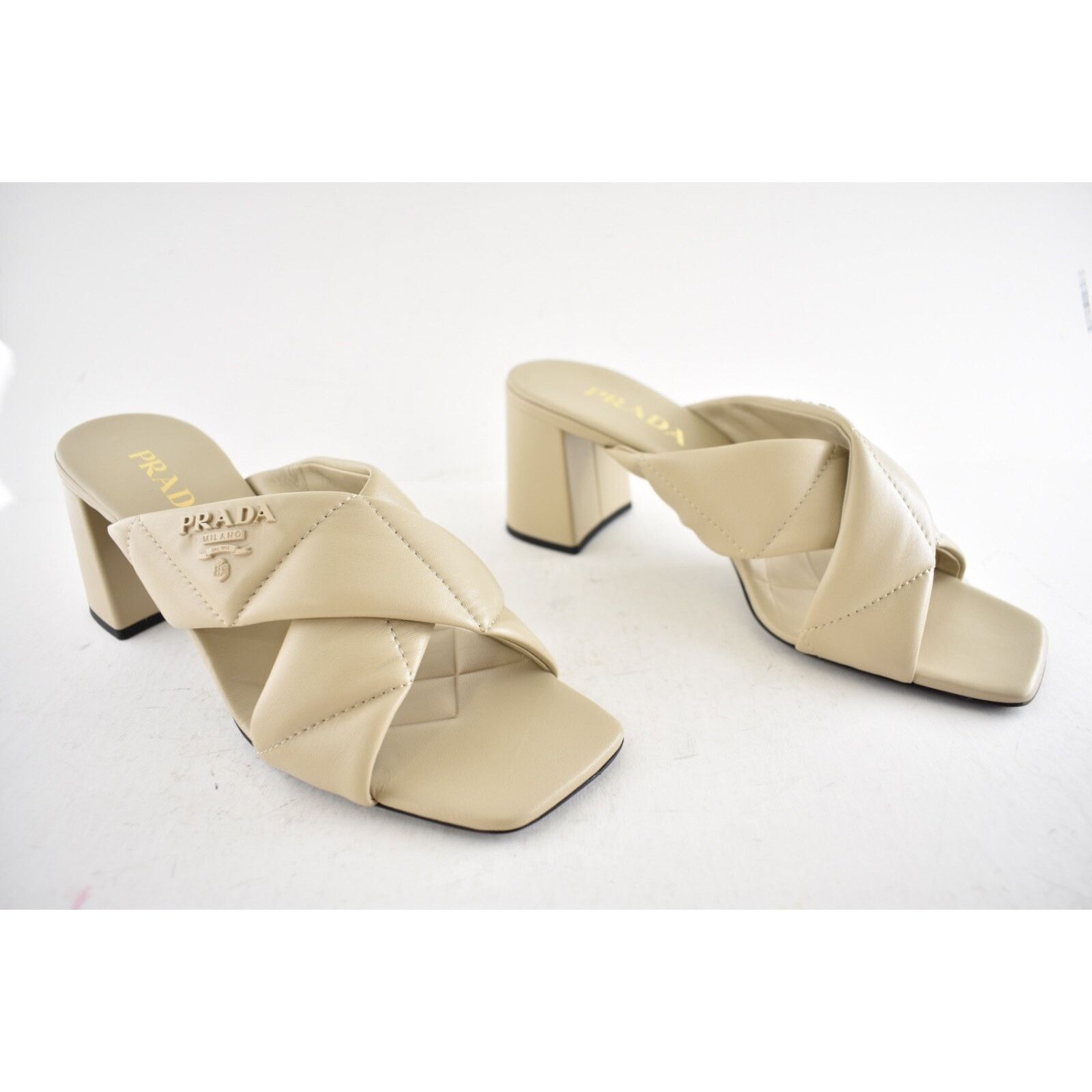 Prada Prada Deserto 65mm Quilted Criss Cross Logo Slide Sandal Size US 10.5 / IT 40.5 - 5 Thumbnail