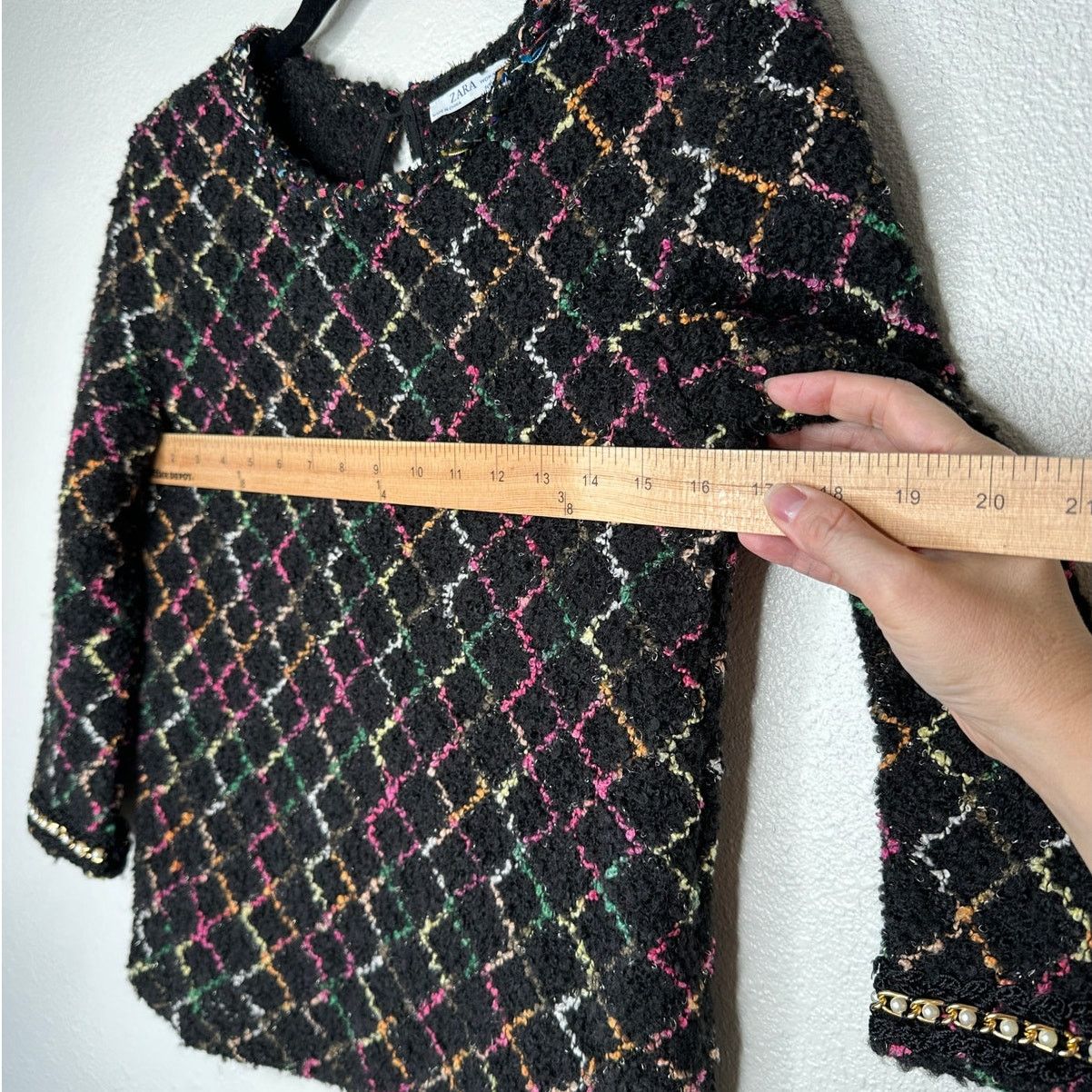 Zara Zara Black Multicolor Knit Sweater Pearls on Sleeves Top S Size S / US 4 / IT 40 - 12 Thumbnail
