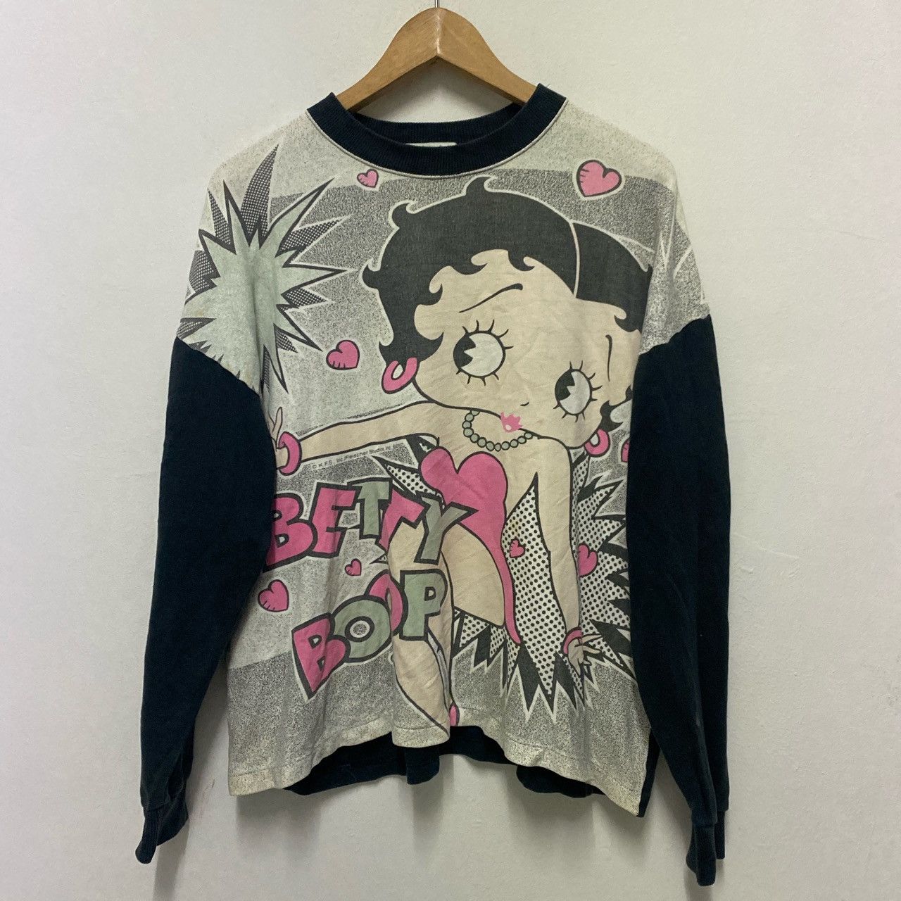 image of Cartoon Network x Vintage 90's Betty Boop Sweatshirt Cowboy Betty in Grey, Men's (Size Small)