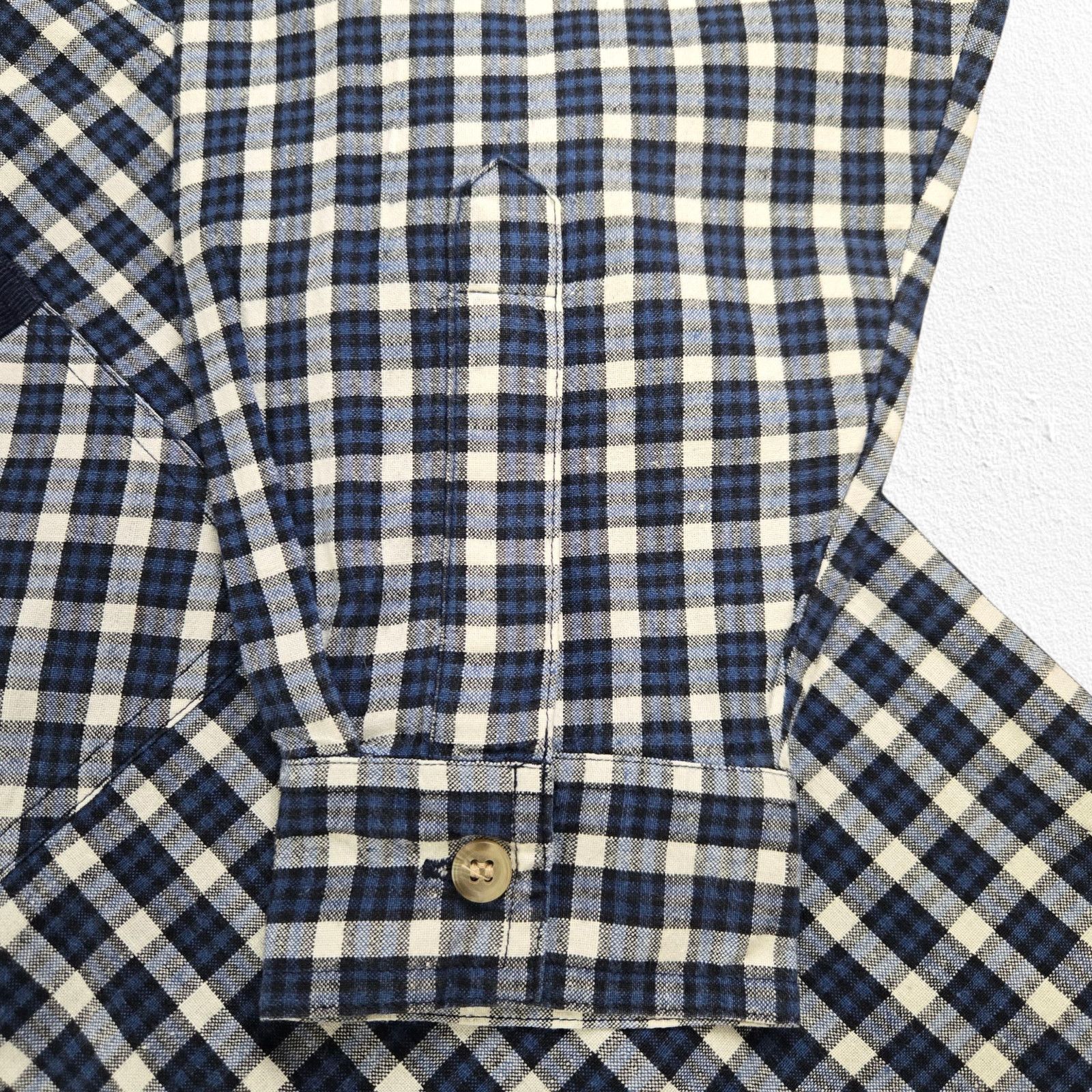 Basic Editions Y2K Fall Embroidered Gingham Shirt Navy Plaid Size Large Size L / US 10 / IT 46 - 8 Thumbnail