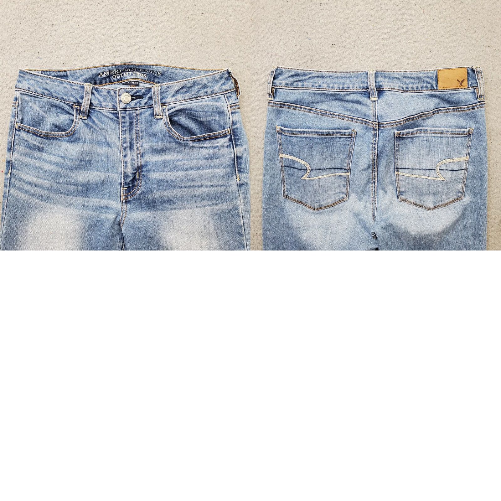 American Eagle Outfitters American Eagle Outfitters Womens 8 Blue Denim Jegging Jeans High Rise Plaid? Whiskered Size 30" / US 8 / IT 44 - 9 Thumbnail