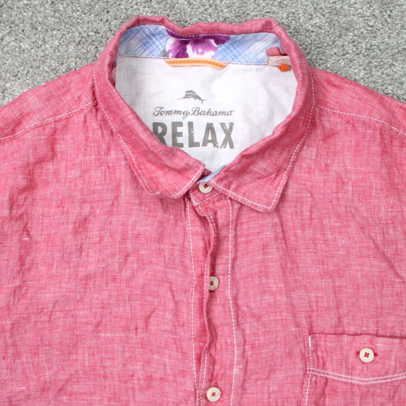 Tommy Bahama Tommy Bahama Shirt Mens 2XL Red Linen Short Sleeve Button-Up Casual Beach Shirt Size US XXL / EU 58 / 5 - 5 Thumbnail
