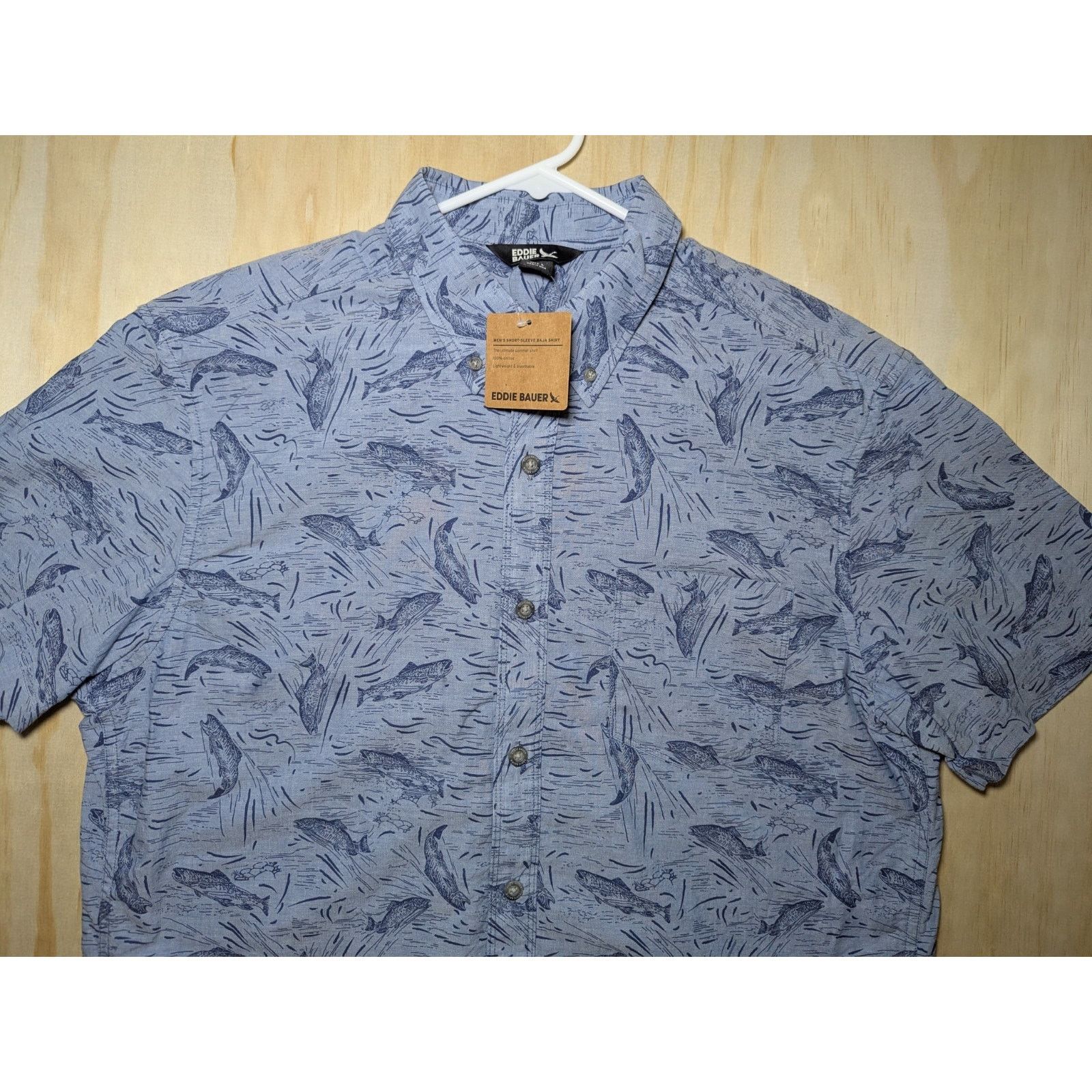 Eddie Bauer Eddie Bauer Men's Large Baja Shirt Short Sleeve Fish Trout Size US L / EU 52-54 / 3 - 3 Thumbnail