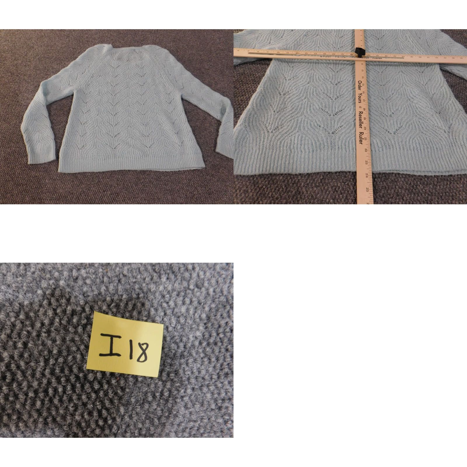 Loft LOFT Geometric Knit Pullover Sweater Blue L Womens Crew Neck Stretch Acrylic Rib Knit Regular Size L / US 10 / IT 46 - 9 Thumbnail