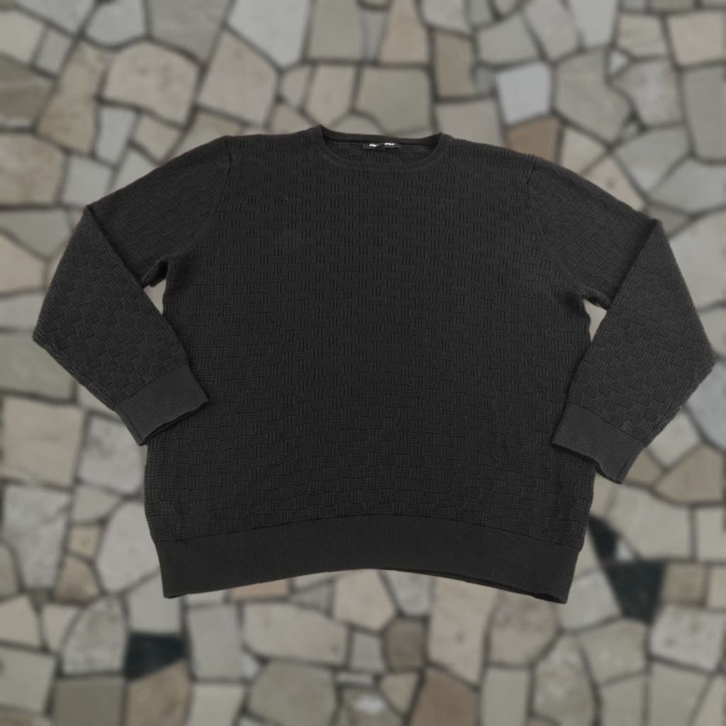 Karl Lagerfeld VINTAGE Karl Lagerfeld Sweater Mens XL Crewneck Knit Pullover Black Geometric Waffle-Knit Classic 90s Style Size US XL / EU 56 / 4 - 1 Thumbnail