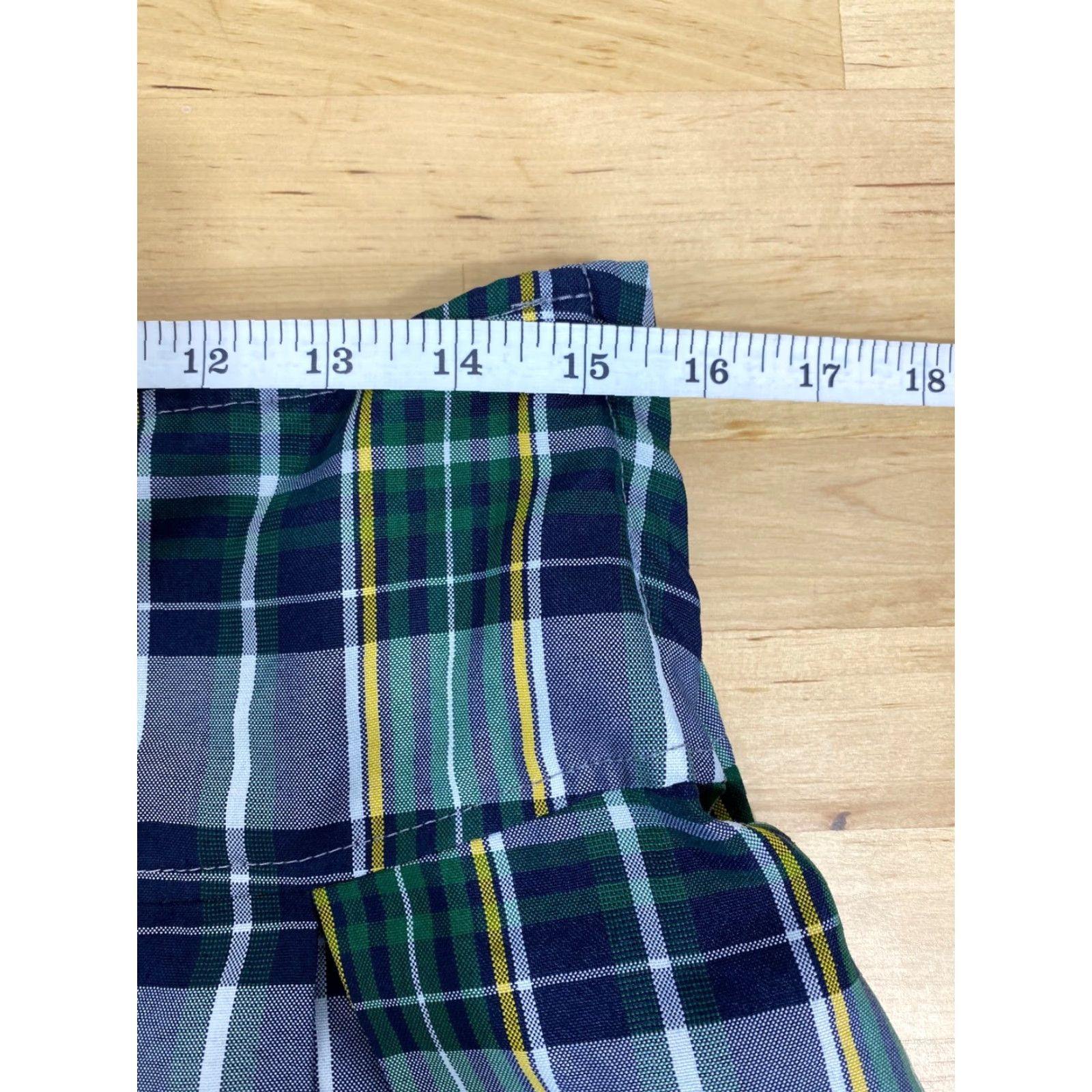 Vintage Dennis Mini Skirt Green Pleated Plaid Girls Size 14 1990s Secretary Geek US Made Size 36" / US 14 / IT 50 - 4 Thumbnail