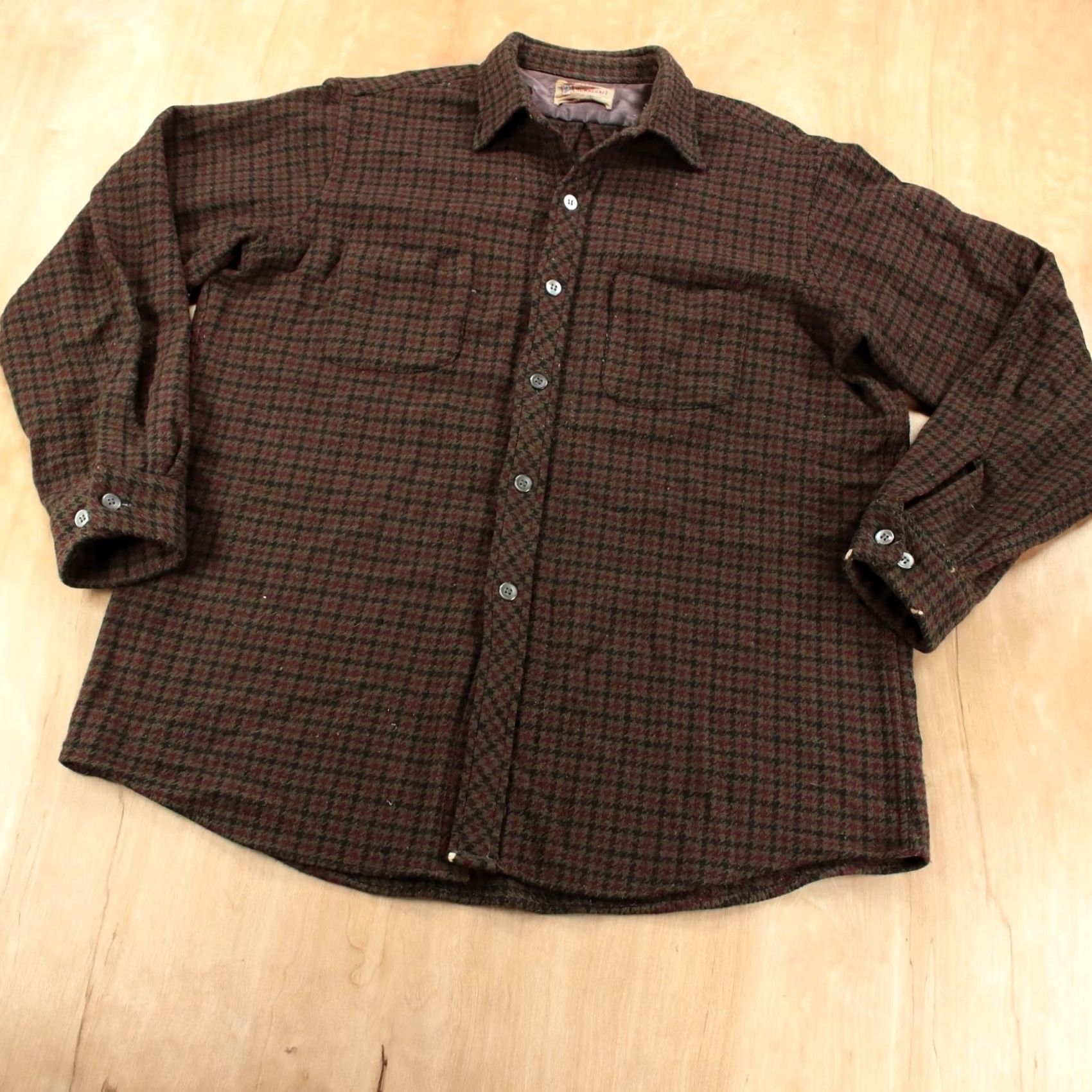 Towncraft VINTAGE PENNEYS TOWNCRAFT Shirt Mens LARGE Wool Flannel Plaid Button-Up 50s 60s Size US L / EU 52-54 / 3 - 2 Thumbnail