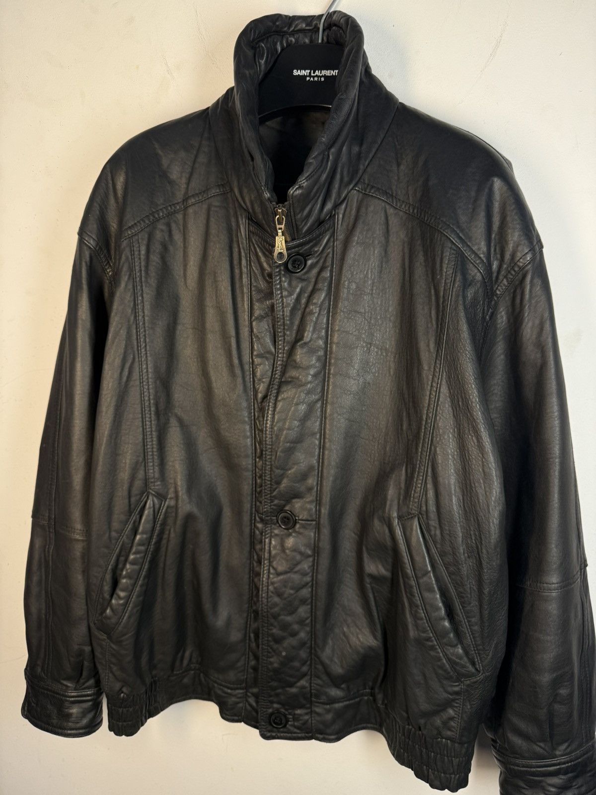 Yves Saint Laurent 90s YSL Leather Jacket Black Soft Vintage Rare Bomber Size US M / EU 48-50 / 2 - 18 Thumbnail
