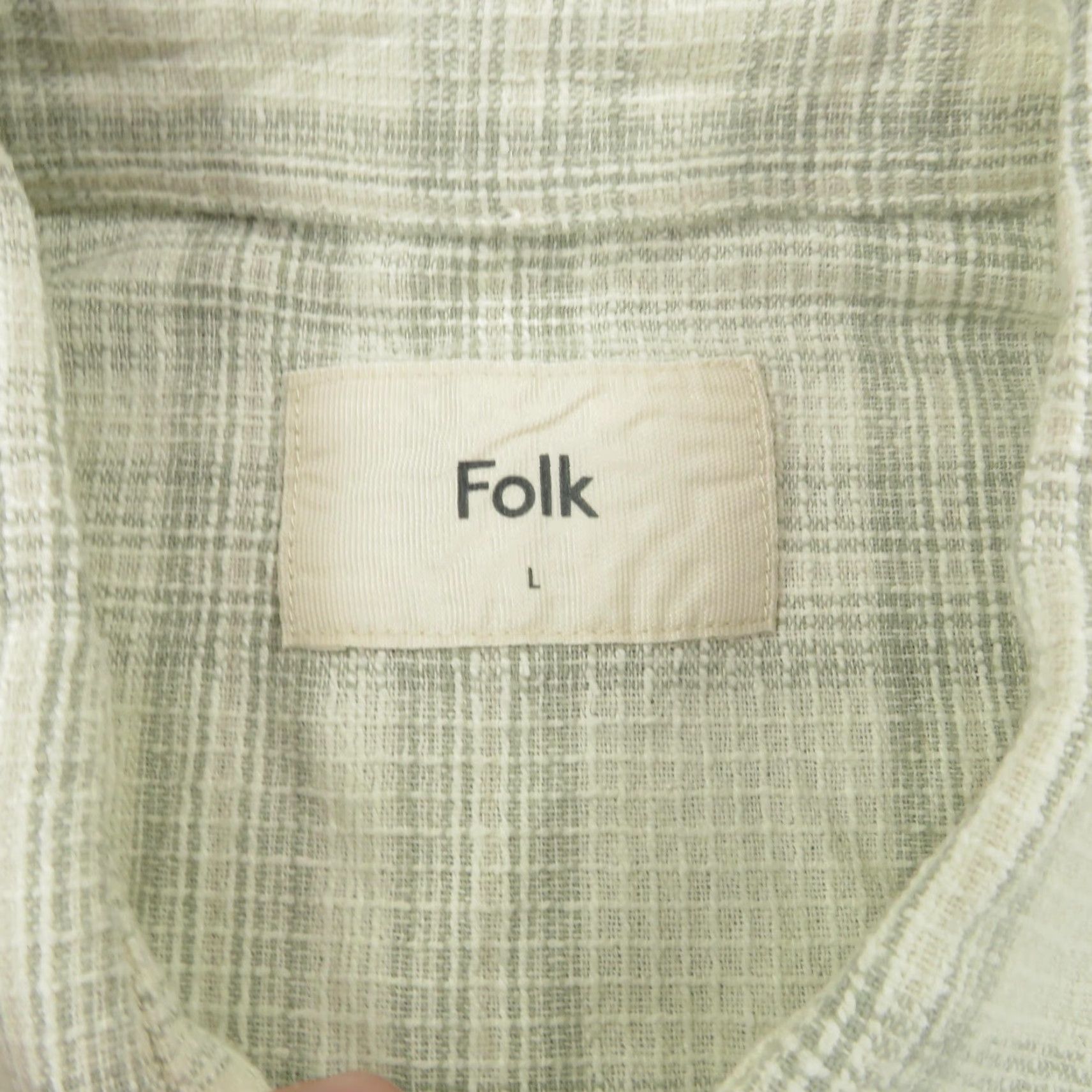 Folk Folk Shirt Mens Large Beige Raw Linen Blend Short Sleeve Button Up Plaid Check Size US L / EU 52-54 / 3 - 4 Thumbnail