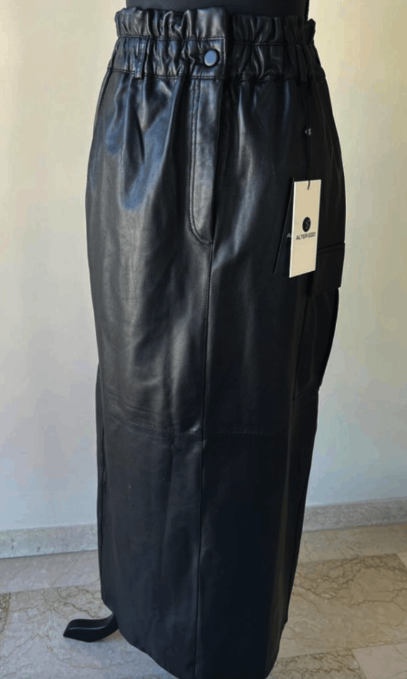 Altea Jupe en cuir noir Alter Ego – neuve avec étiquettes Size 26" / US 2 / IT 38 - 1 Thumbnail