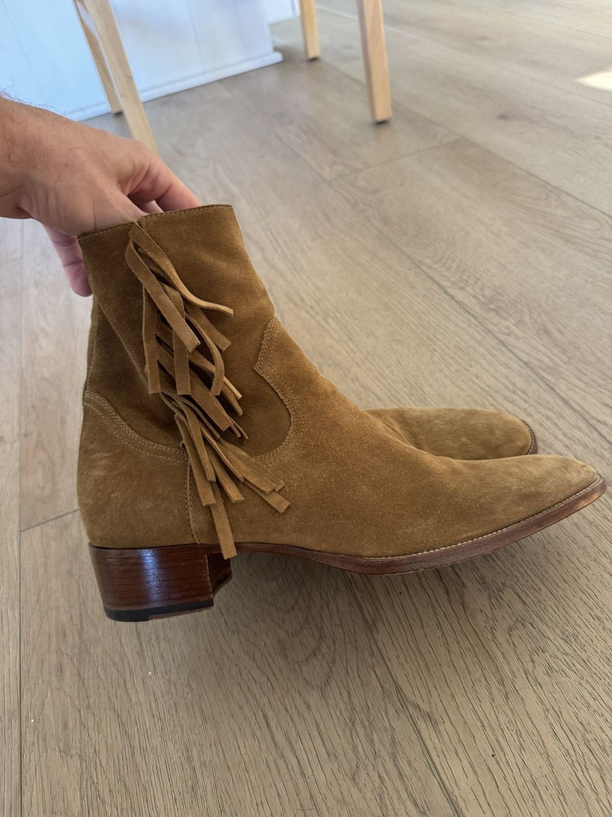 Saint Laurent Paris Hedi Suede Fringe Wyatts 44.5 Size US 11.5 / EU 44-45 - 1 Thumbnail