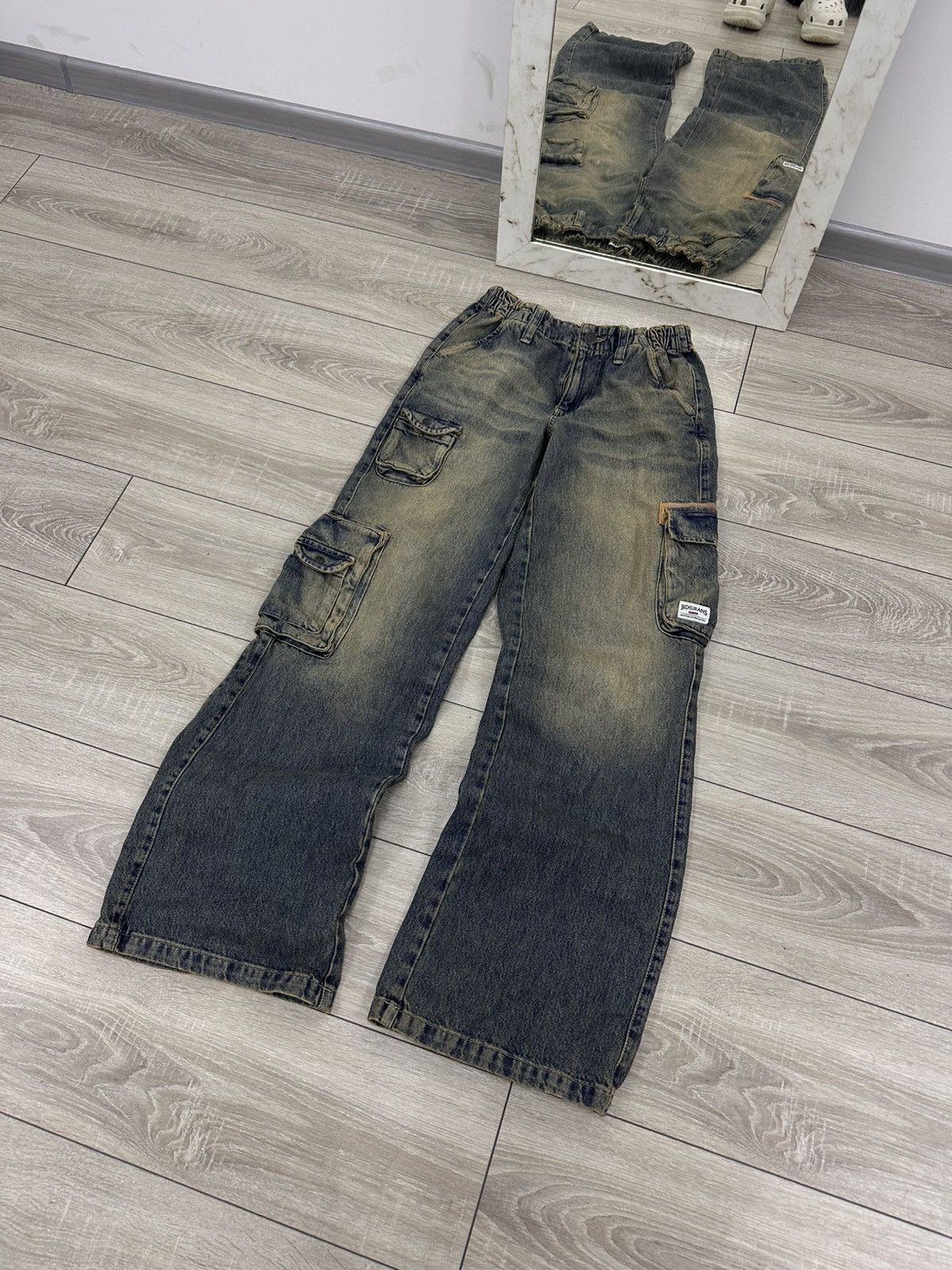 Japanese Brand Baggy Washed Y2K Flared BDG Cargo Pants Size US 30 / EU 46 - 3 Thumbnail