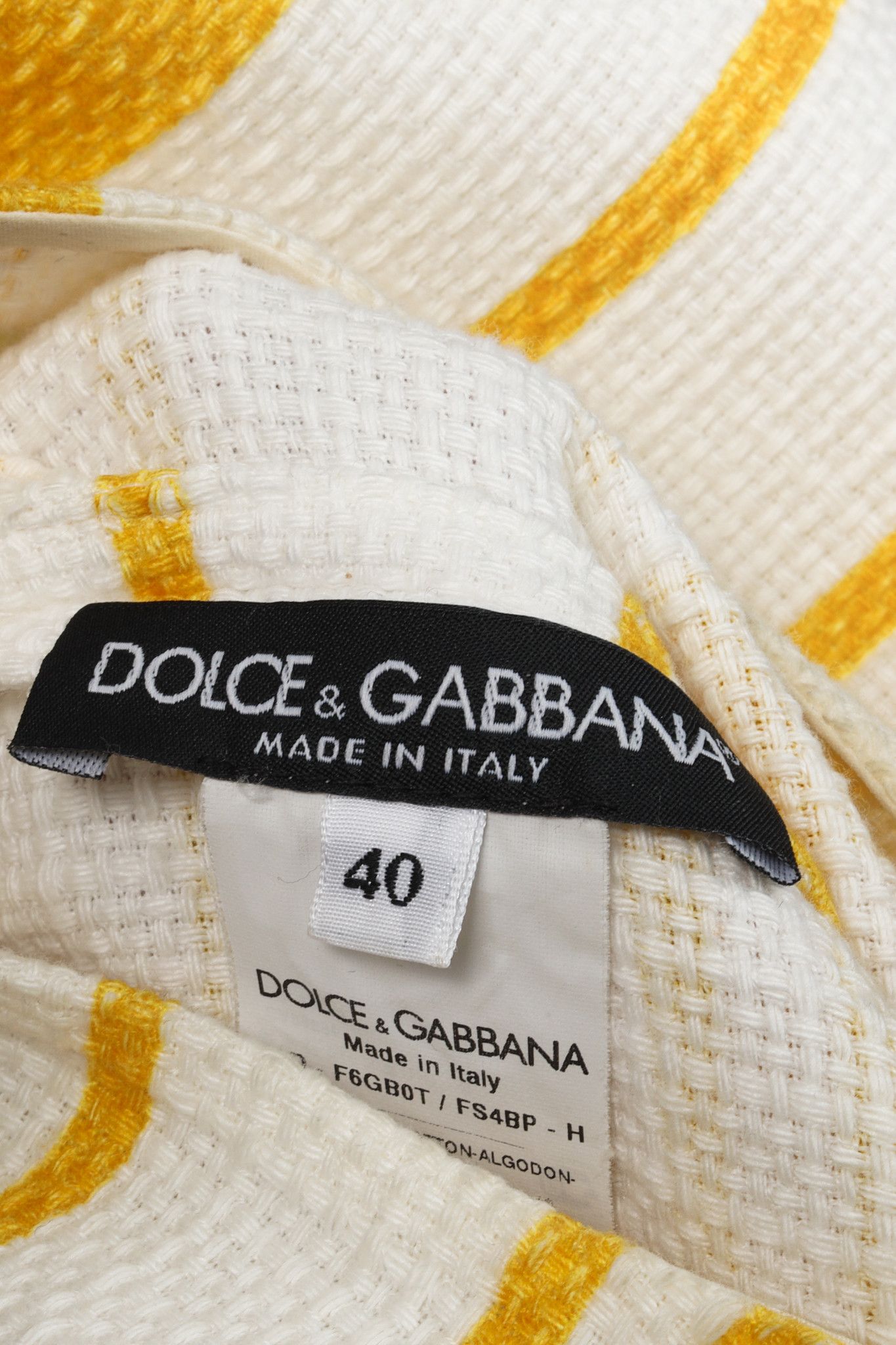 Dolce & Gabbana Dolce & Gabbana Yellow and White Striped Jacquard Mini Dress Size M / US 6-8 / IT 42-44 - 4 Thumbnail