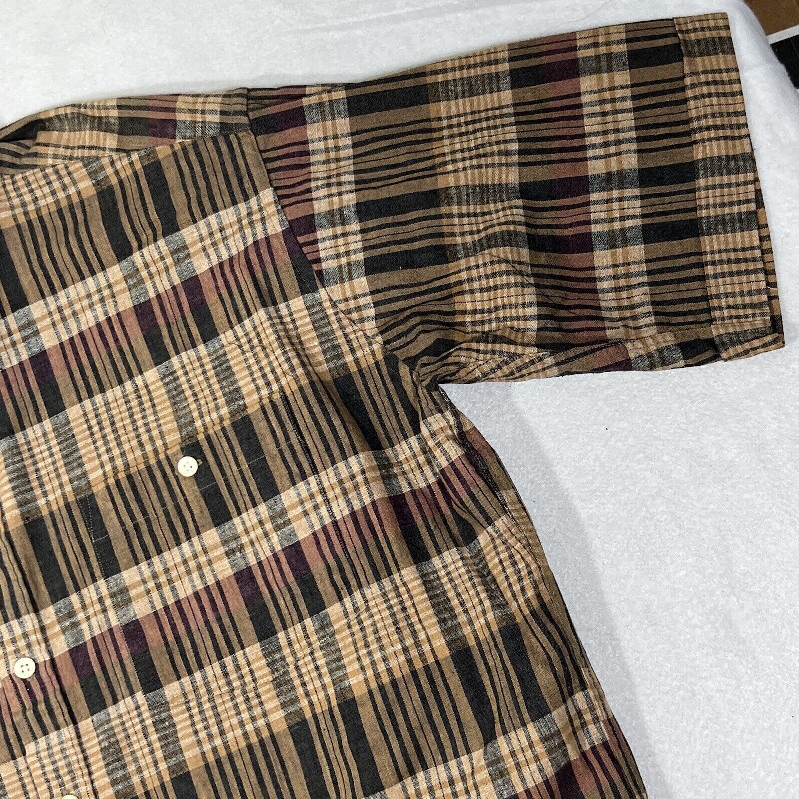 Other Donzini Collection Linen Blend Plaid Striped Button Shirt Size US L / EU 52-54 / 3 - 4 Thumbnail