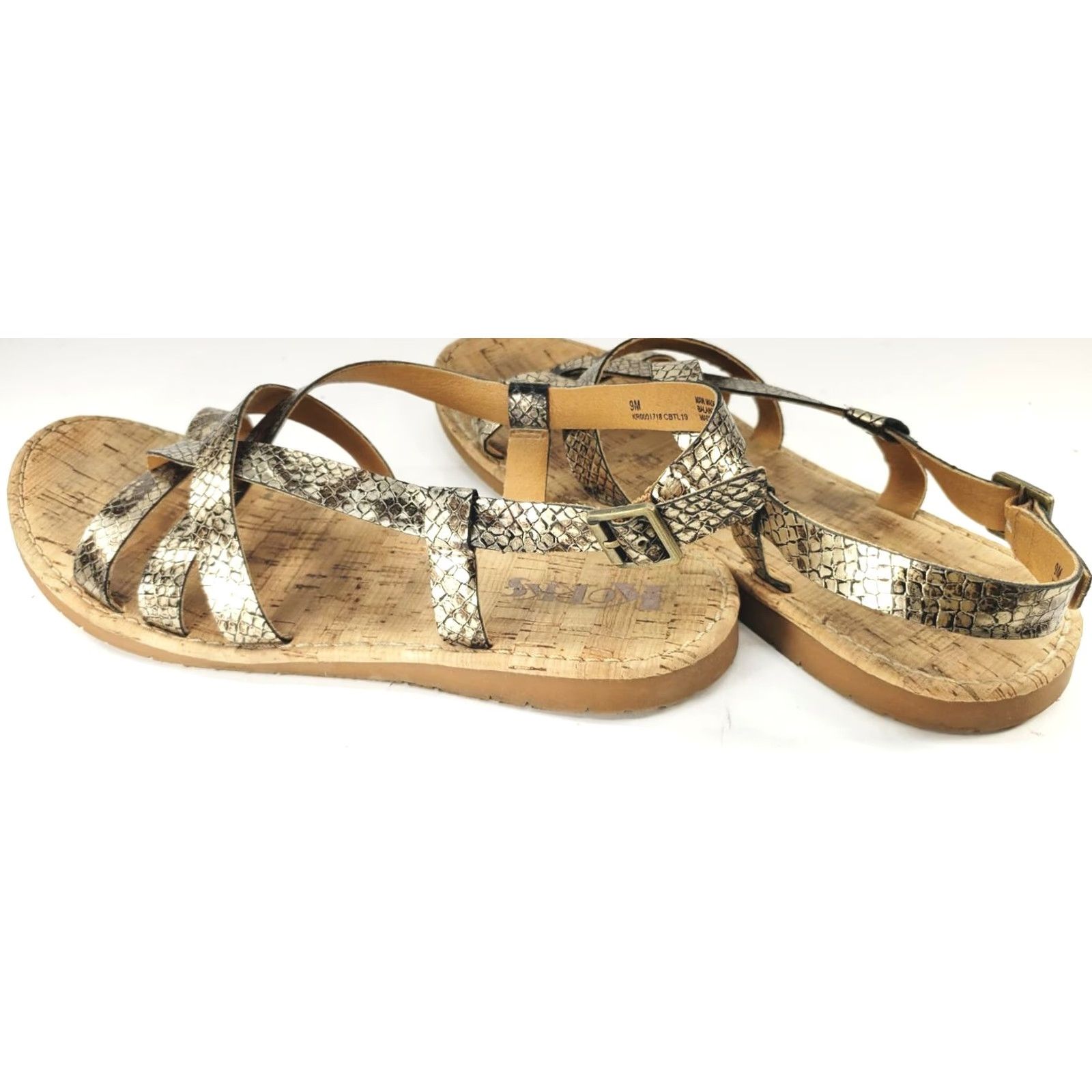 Vintage Korks Felicity Strappy Flat Bonze Snake Print Sandals Women's Size 9M Size US 9 / IT 39 - 5 Thumbnail