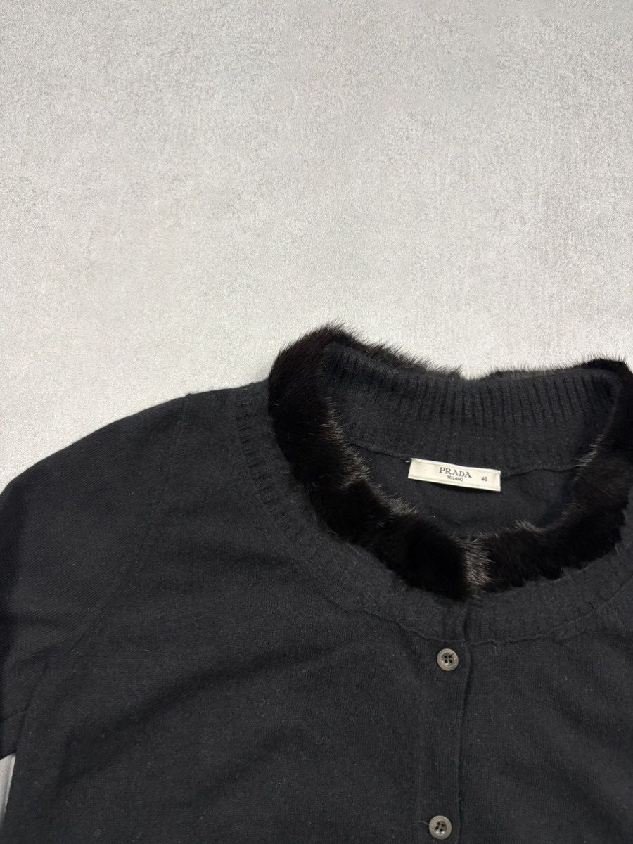 Prada Prada Milano Cashmere Cardigan Mink Fur Collar Black Size 46 Size L / US 10 / IT 46 - 9 Thumbnail