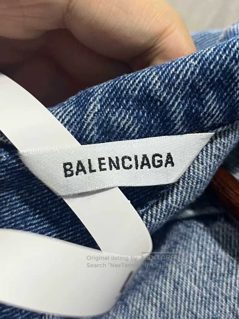 Balenciaga Balenciaga Solid V-neck Denim Jacket Size XS / US 0-2 / IT 36-38 - 4 Thumbnail