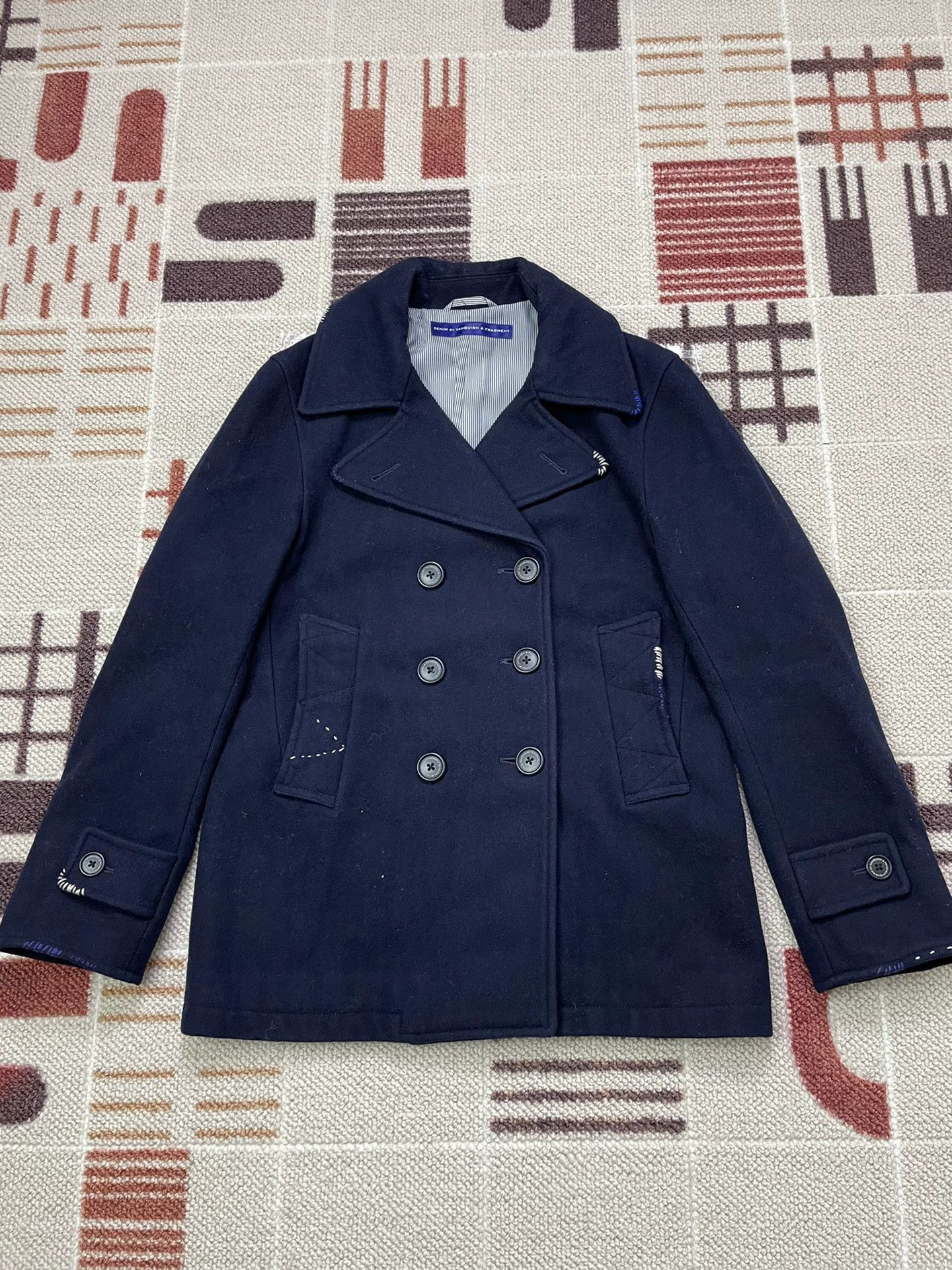 Fragment Design DENIM FRAGMENT VANQUISH Slim Wool Coat Blue White M Size US M / EU 48-50 / 2 - 1 Thumbnail