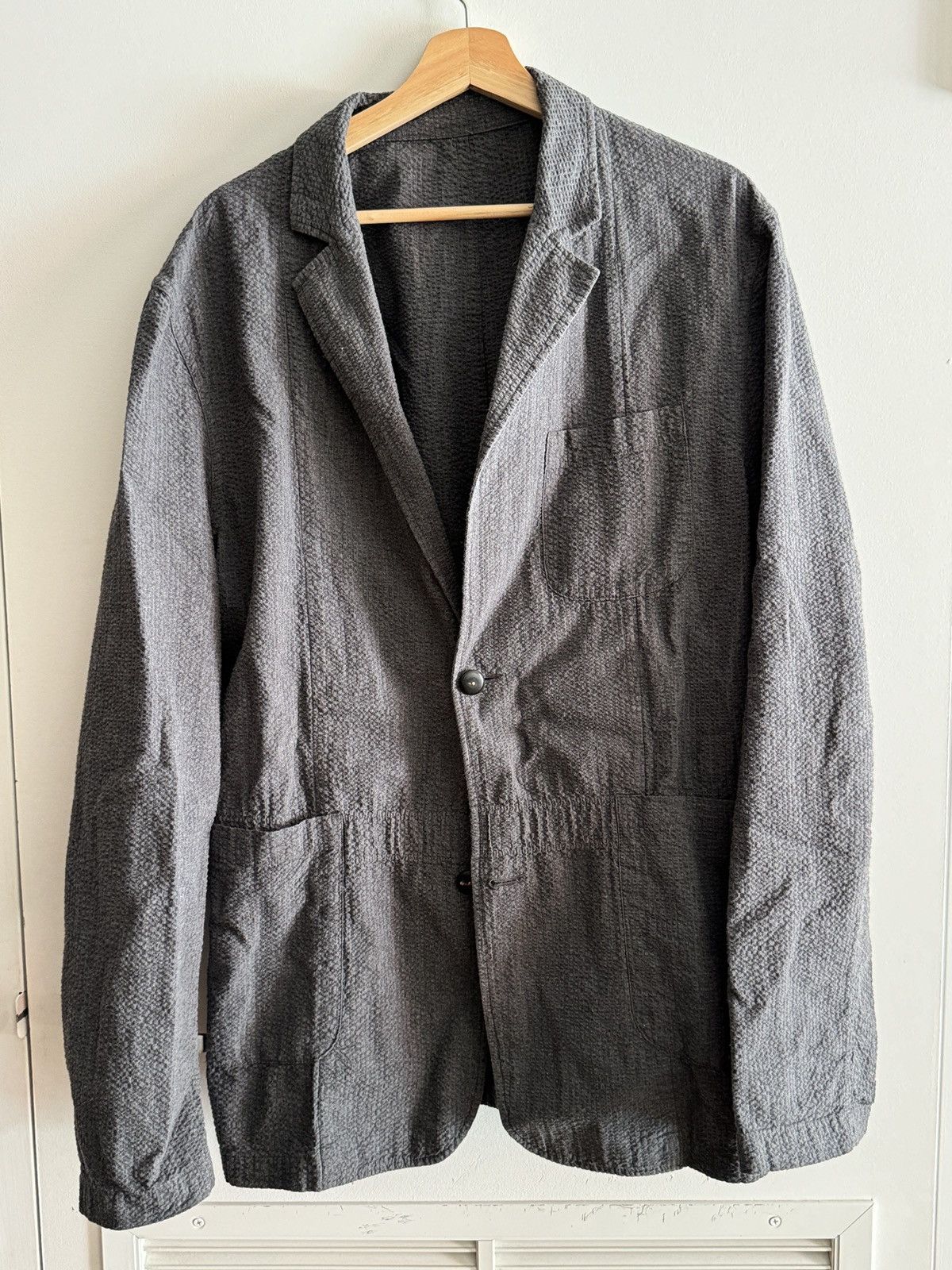 image of Billy Reid Gray Seersucker Blazer in Grey, Men's (Size 2XL)