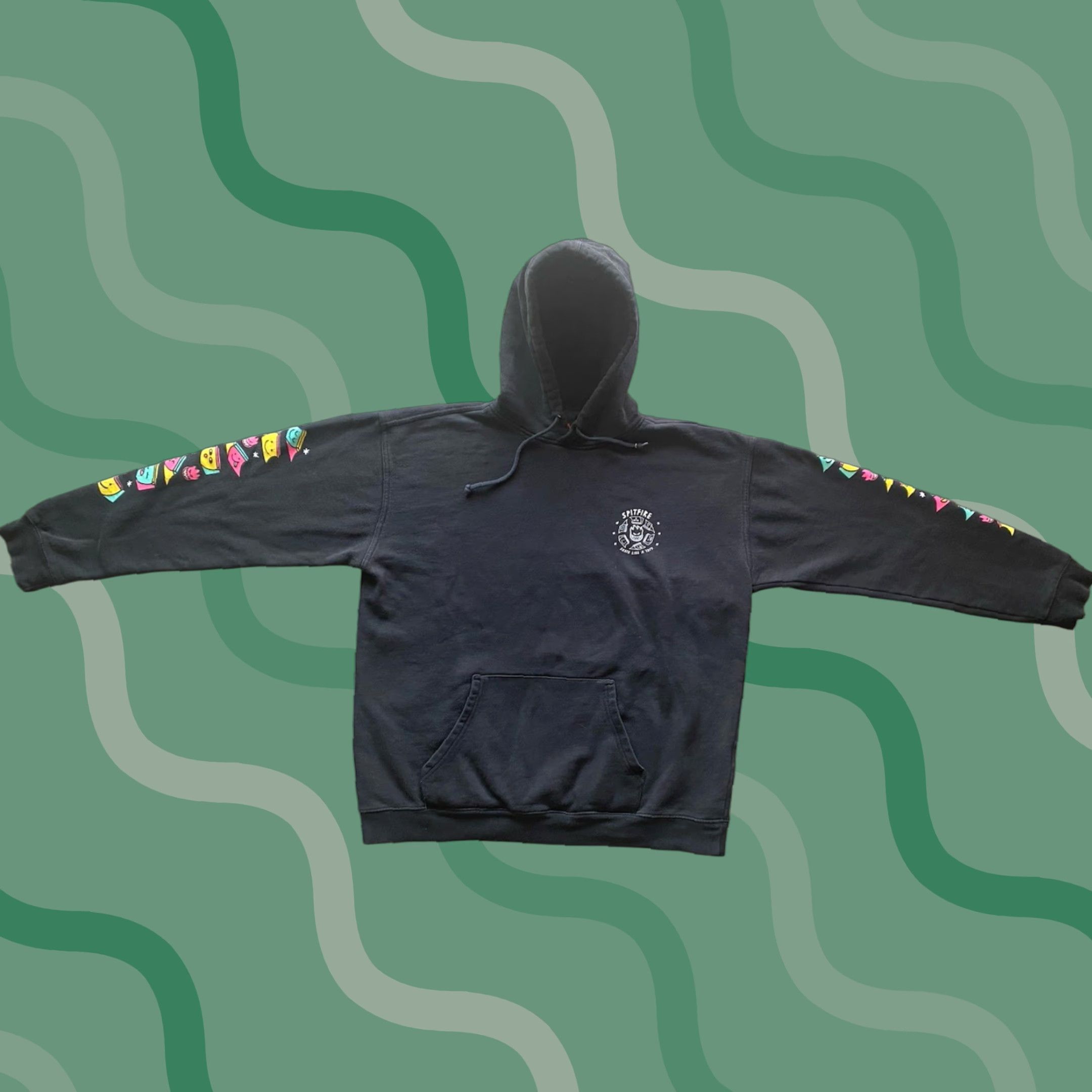 Spitfire Spitfire Hoodie Mens L Black Pullover Skater Girl Graphic Print Logo Hooded Pockets 90s Grunge Skateboarding Size US L / EU 52-54 / 3 - 1 Thumbnail
