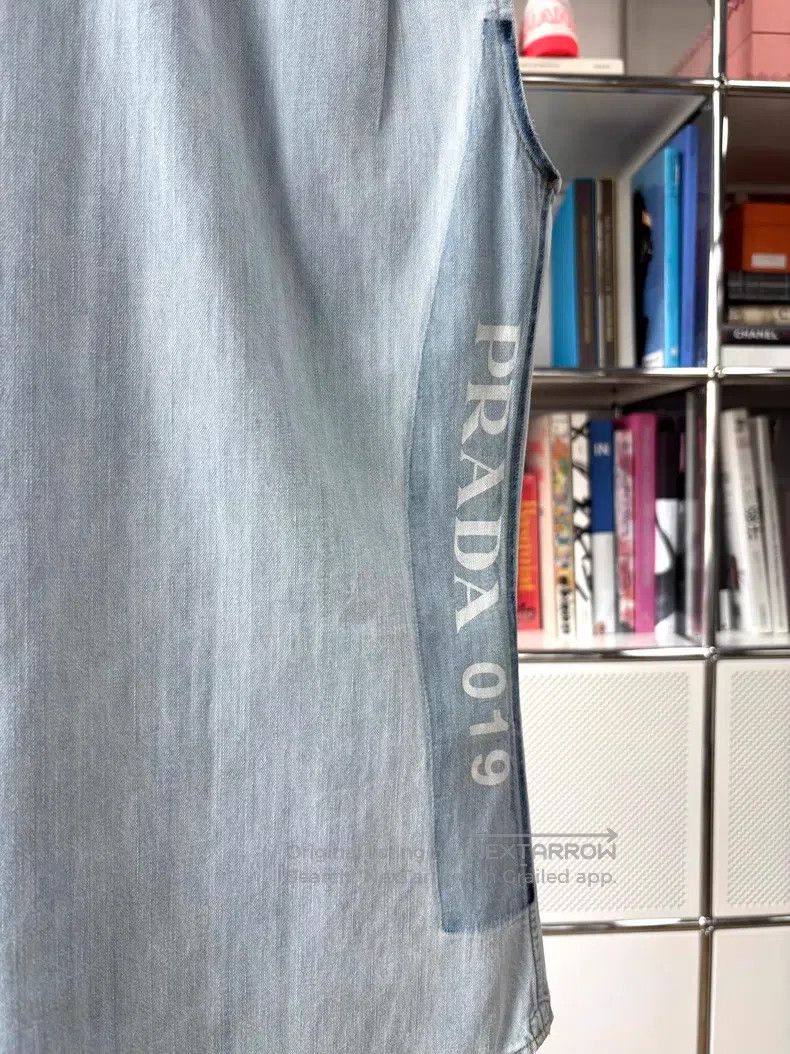 Prada Prada Old-fashioned blue sleeveless triangle logo denim ve Size XXS / US 00 / IT 34 - 5 Thumbnail