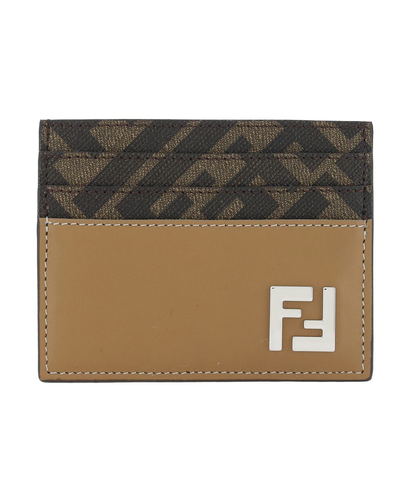 Fendi o1s1wg111125 Size: OS/ FF Squared Card Holder in Beige Size ONE SIZE - 1 Thumbnail