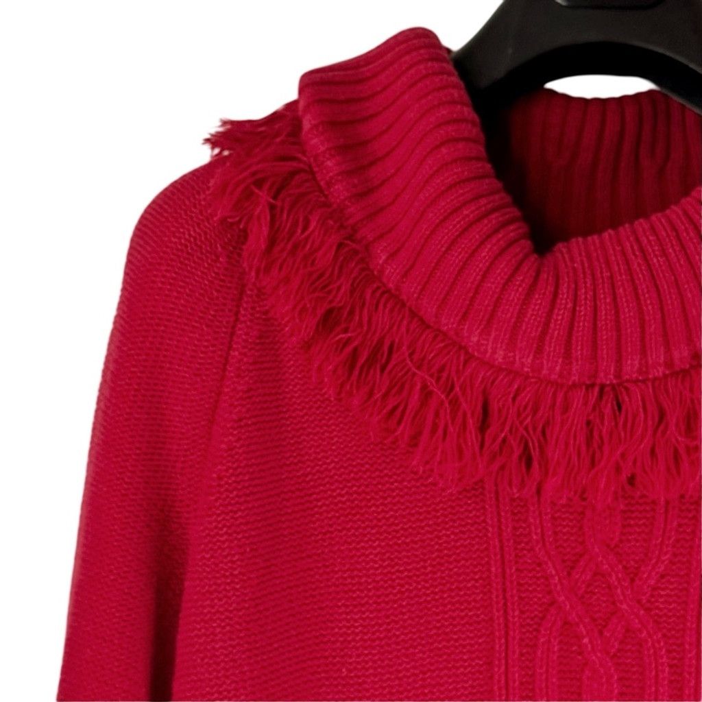 Other KAREN SCOTT Womens Festive Red Cowl Neck Frills Cable Knit S Size S / US 4 / IT 40 - 2 Thumbnail