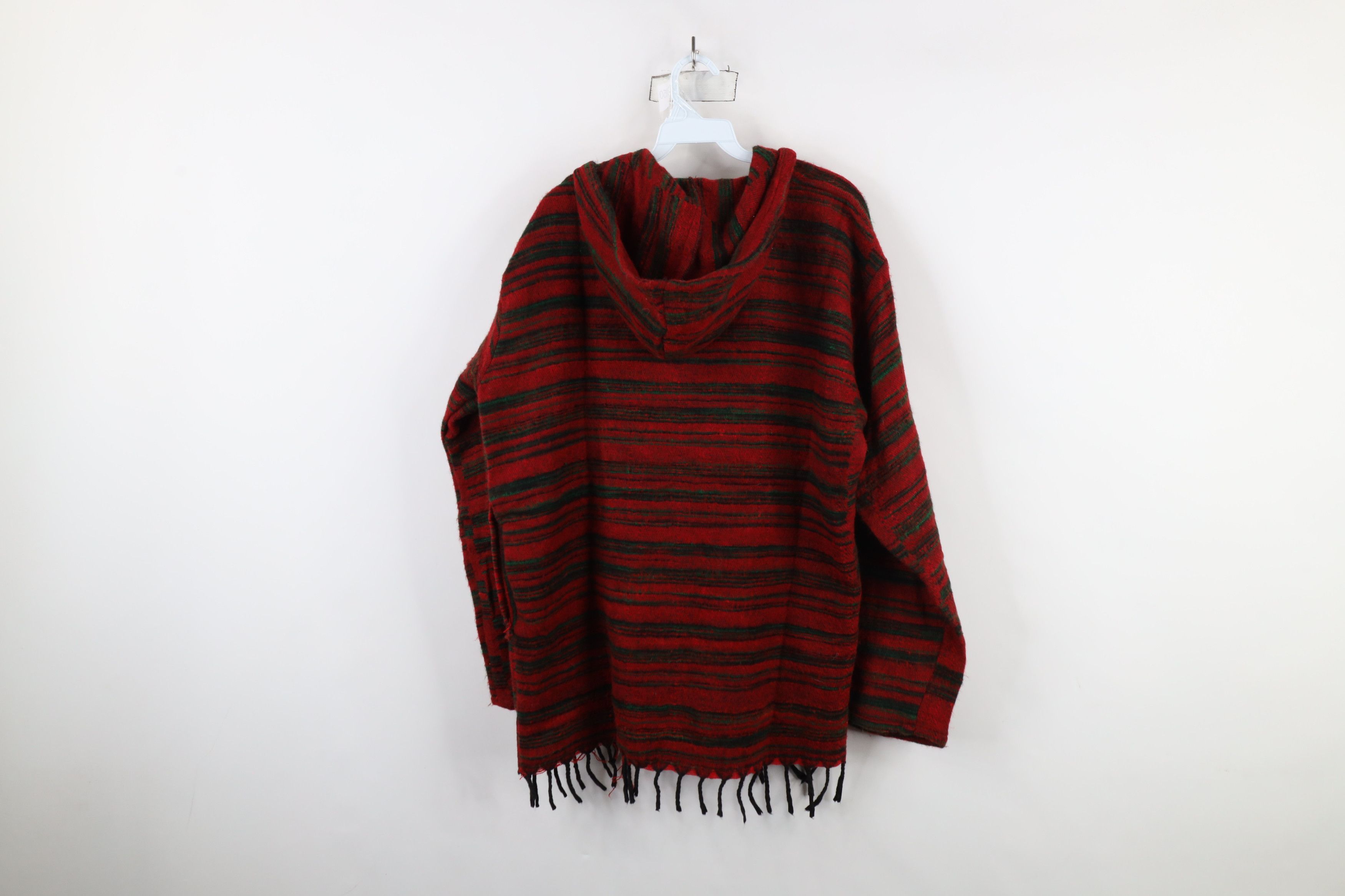Vintage Vintage 90s Y2K Streetwear Striped Fringed Oversized Hoodie Size XL / US 12-14 / IT 48-50 - 8 Thumbnail