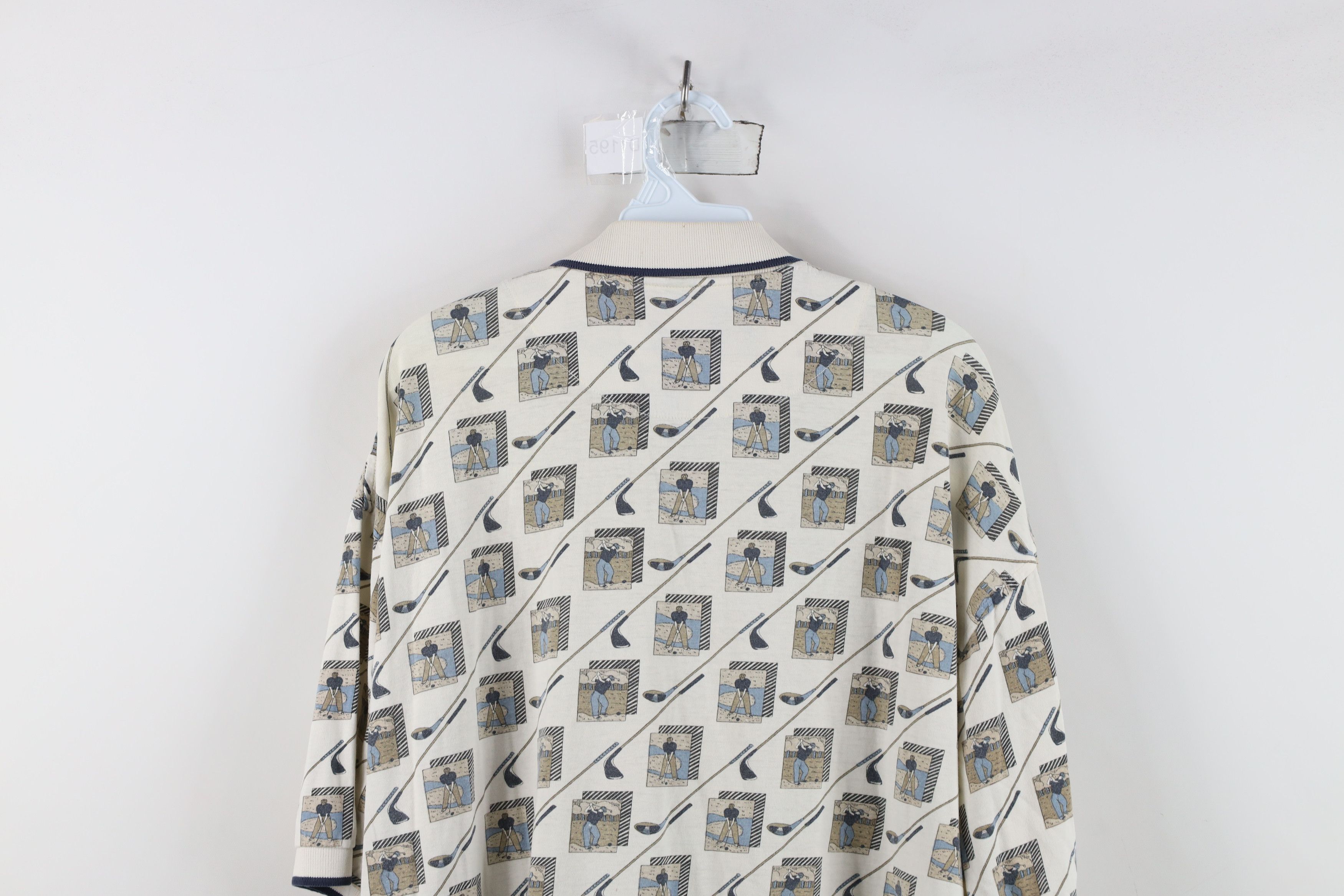 Vintage Vintage 90s Streetwear Print Collared Polo Shirt Cotton Size US XXL / EU 58 / 5 - 12 Thumbnail