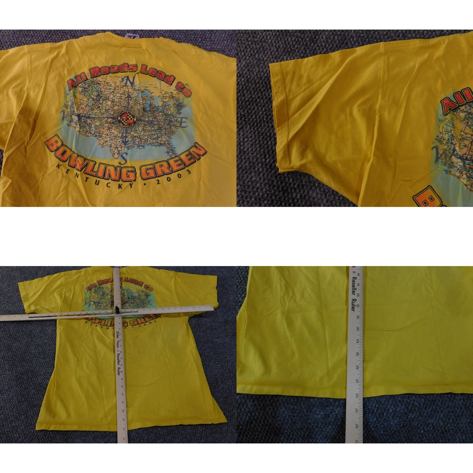 Jerzees VINTAGE Jerzees T-Shirt Mens XL Yellow 2003 Graphic Bowling Green Kentucky Beach American Shirt Size US XL / EU 56 / 4 - 9 Thumbnail