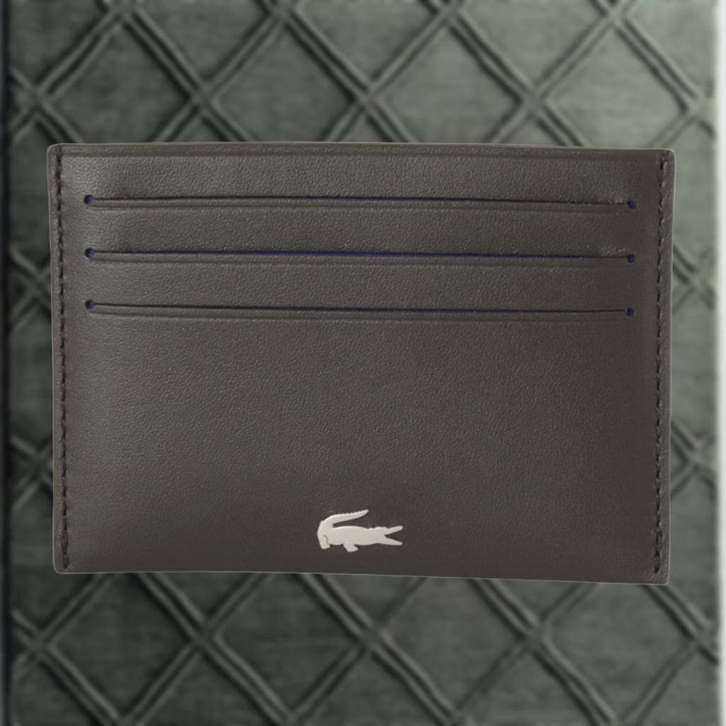 Lacoste Lacoste Men's Fitzgerald Genuine Dark Brown Leather Card Holder Wallet Size ONE SIZE - 1 Thumbnail