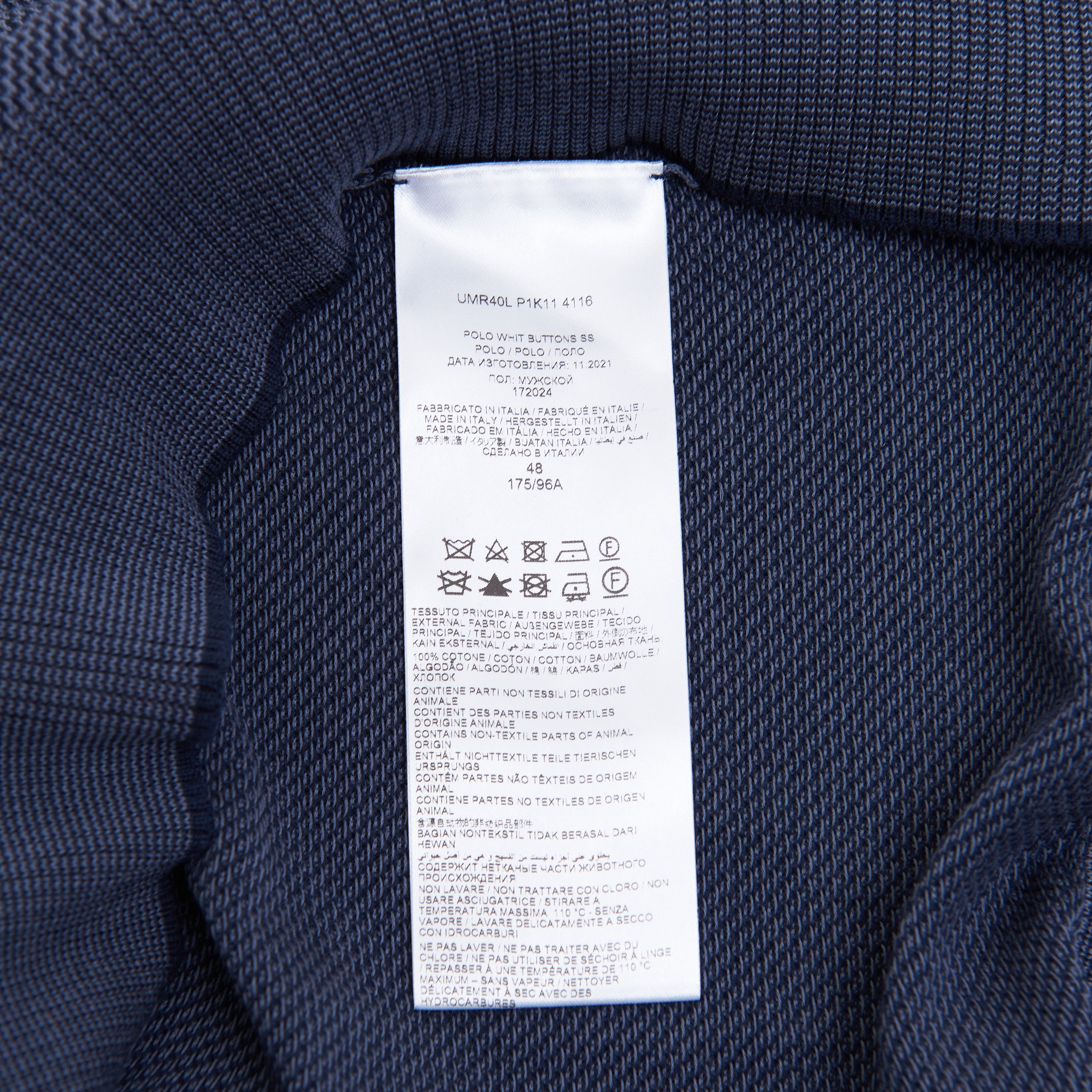 Brioni Polo Shirt In Medium Blue Sea Island Cotton Size US S / EU 44-46 / 1 - 12 Thumbnail