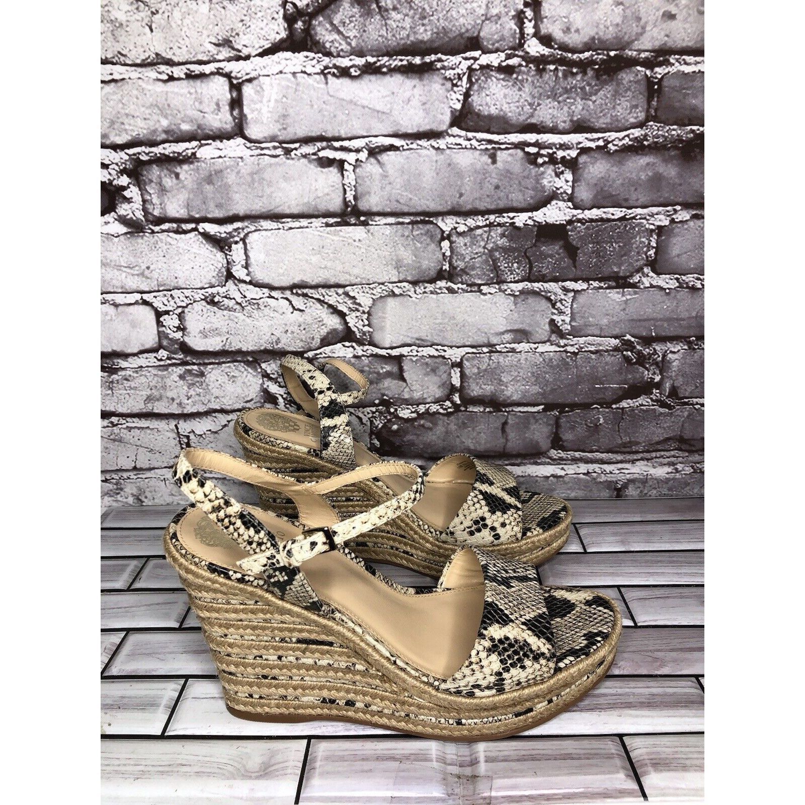 Vince Camuto Vince Camuto Marybell Ivory Leather Snake Wedge Espadrilles Size US 10.5 / IT 40.5 - 13 Thumbnail