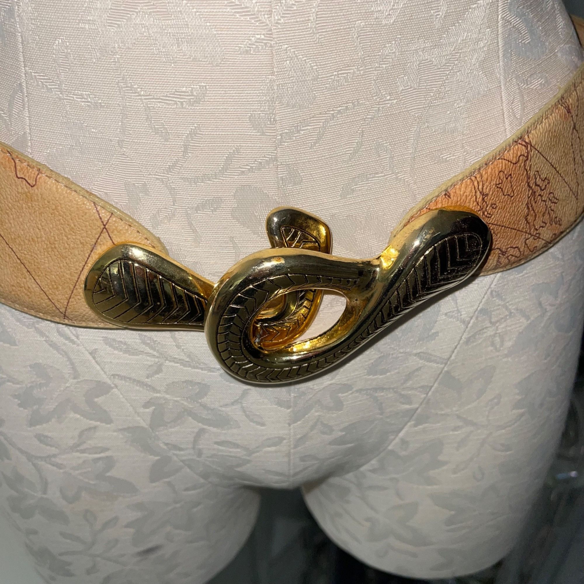 Vintage Vintage Womens Belt One Size Tan Buckle Map Print Size ONE SIZE - 2 Thumbnail