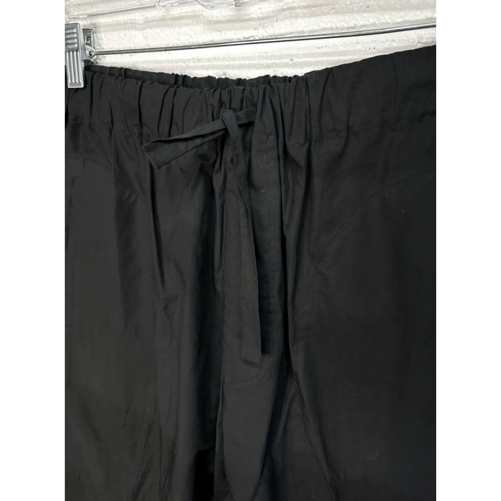 Vintage LIS LAREIDA Leo 172 Black Cotton Relaxed Wide-Leg Cropped Pants Women’s 42 (30”) Size 30" / US 8 / IT 44 - 2 Thumbnail