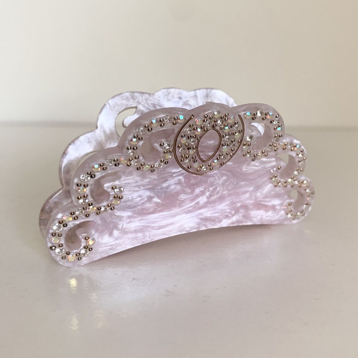 Vintage Vintage large pink crystal hair claw clip Size ONE SIZE - 1 Thumbnail