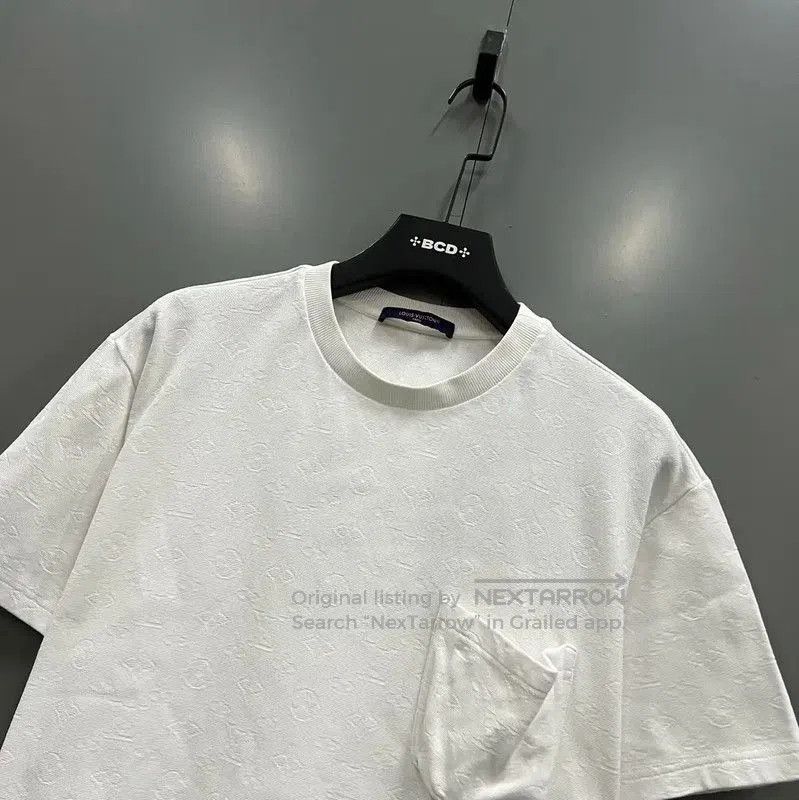 Louis Vuitton Louis Vuitton White Cotton Logo Short Sleeve T-Shirt . Size US L / EU 52-54 / 3 - 2 Thumbnail