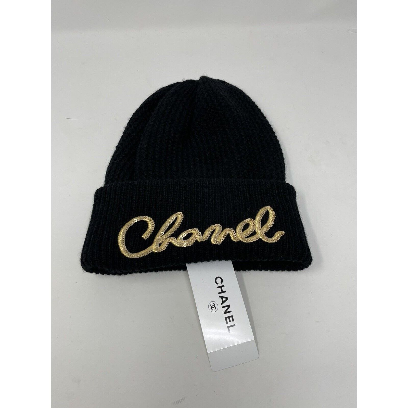 Chanel Chanel Black Cashmere Hat 22A Script Gold Size ONE SIZE - 6 Thumbnail