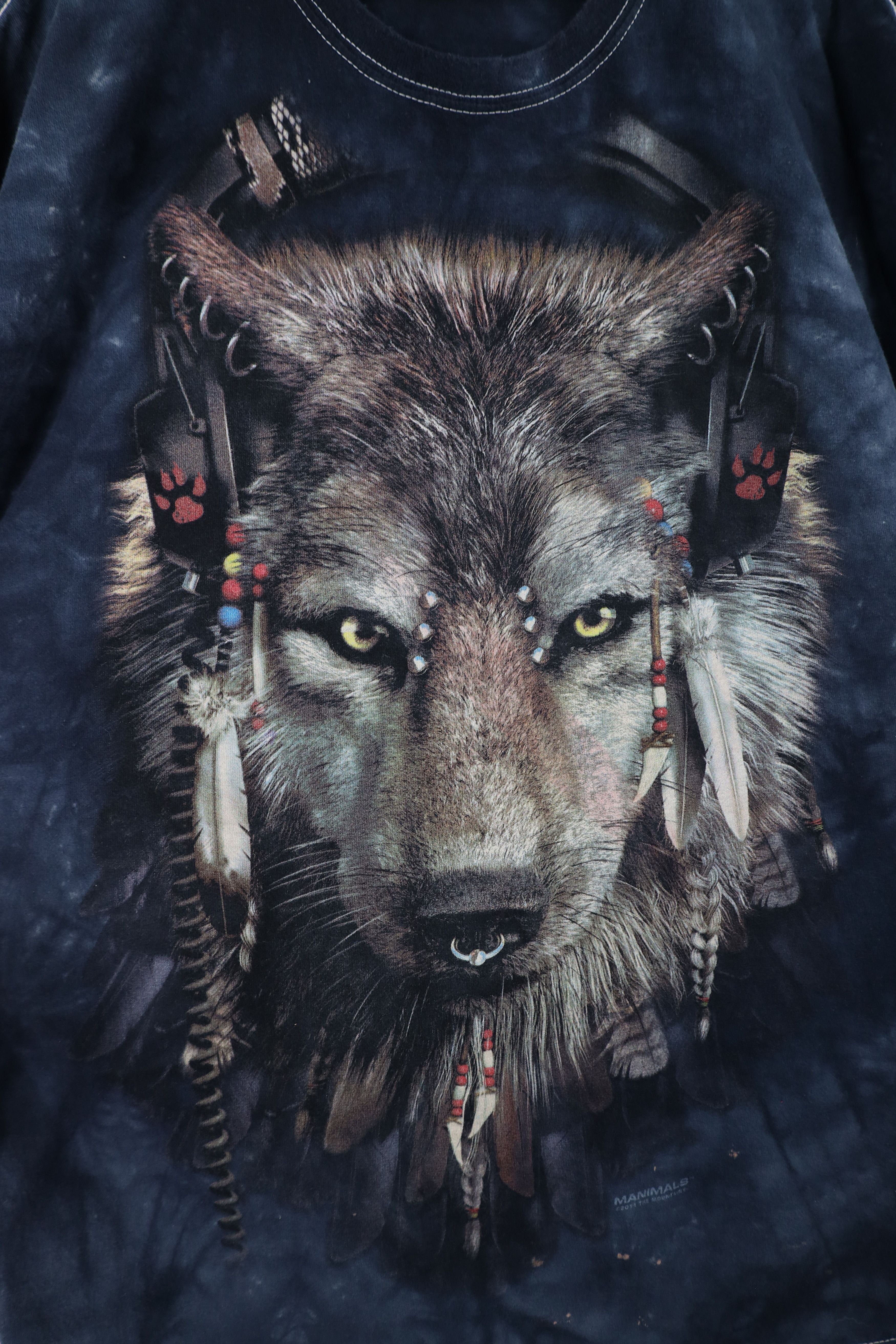 Vintage Vintage Y2K Streetwear Acid Wash Nature Wolf T-Shirt Blue Size US XXL / EU 58 / 5 - 6 Thumbnail