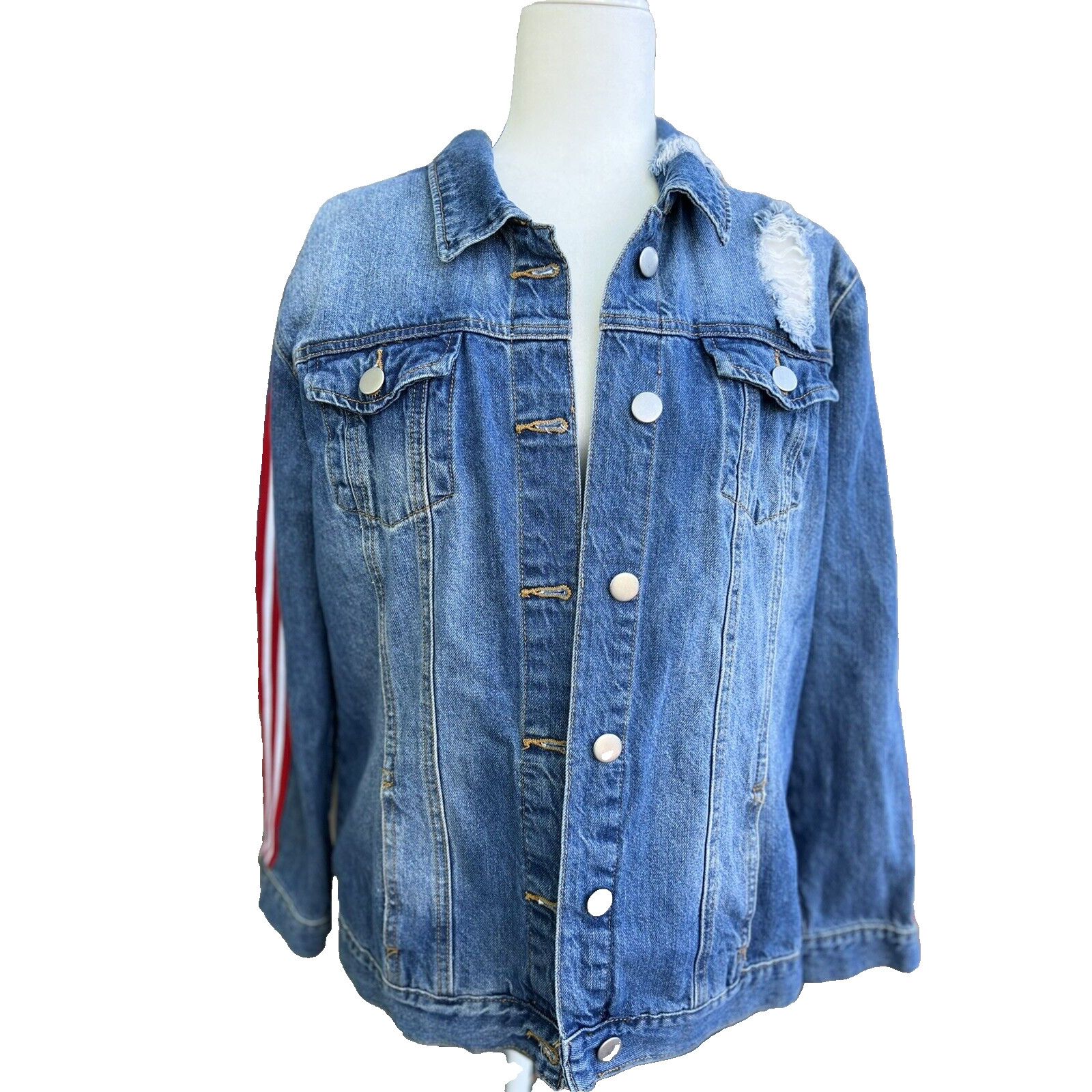 Mason's Ashley Mason distressed denim jacket women size S A000223 Size S / US 4 / IT 40 - 1 Thumbnail